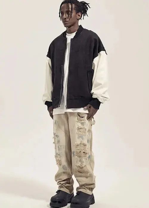 Jean Beige Paint Splatter Distressed Denim Jeans y2k Size US 30 / EU 46 - 4 Thumbnail