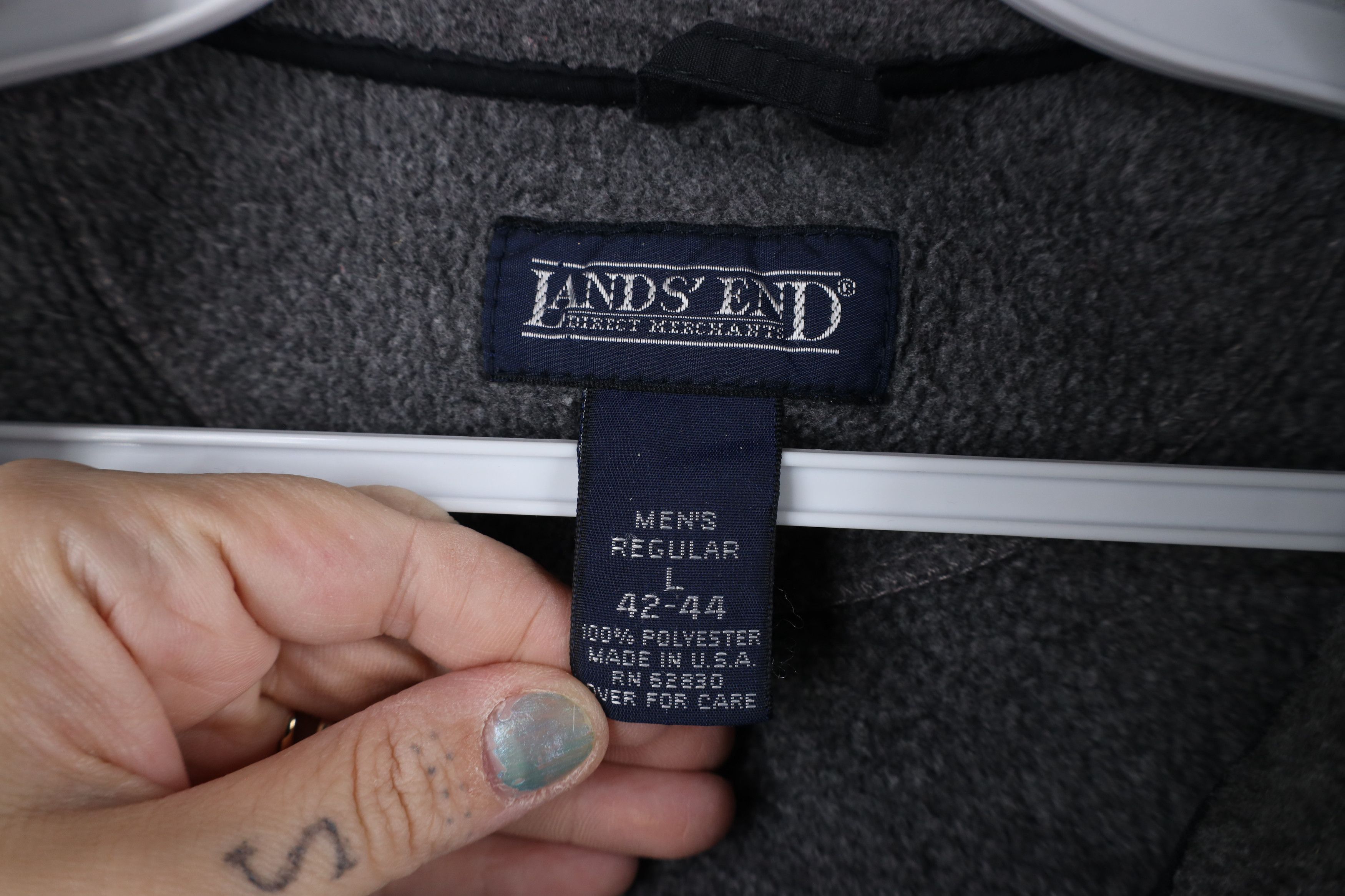 Lands' End × Vintage Vintage 90s Lands End Blank Full Zip Fleece Jacket USA Size US L / EU 52-54 / 3 - 10 Thumbnail