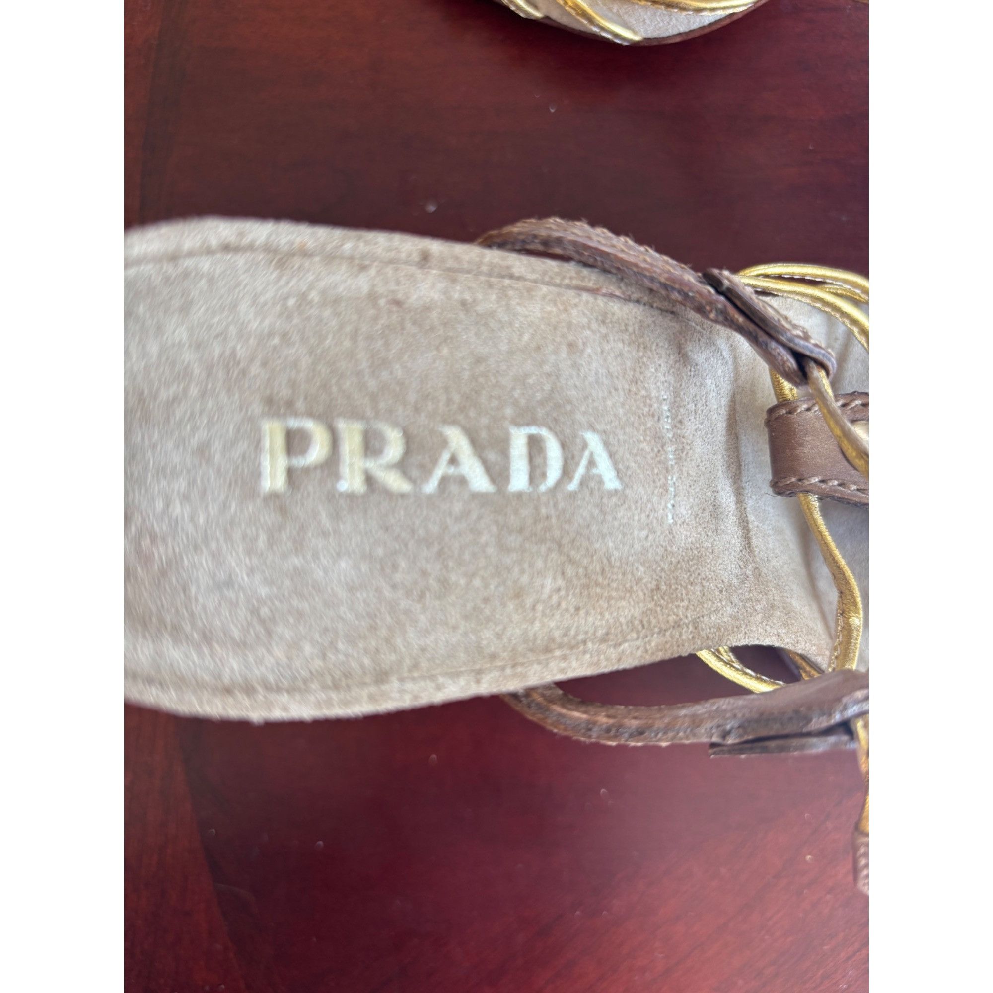 Prada Prada Womens Yellow & Brown Strappy Stiletto Heels Size 38 Size US 8 / IT 38 - 6 Thumbnail
