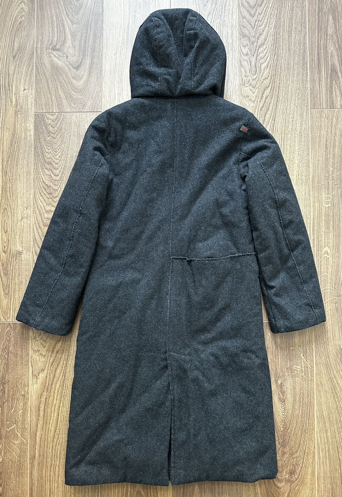 Diesel × Vintage Diesel Vintage Disstressed Patch Pocket Wool Hooded Jacket Size L / US 10 / IT 46 - 13 Thumbnail