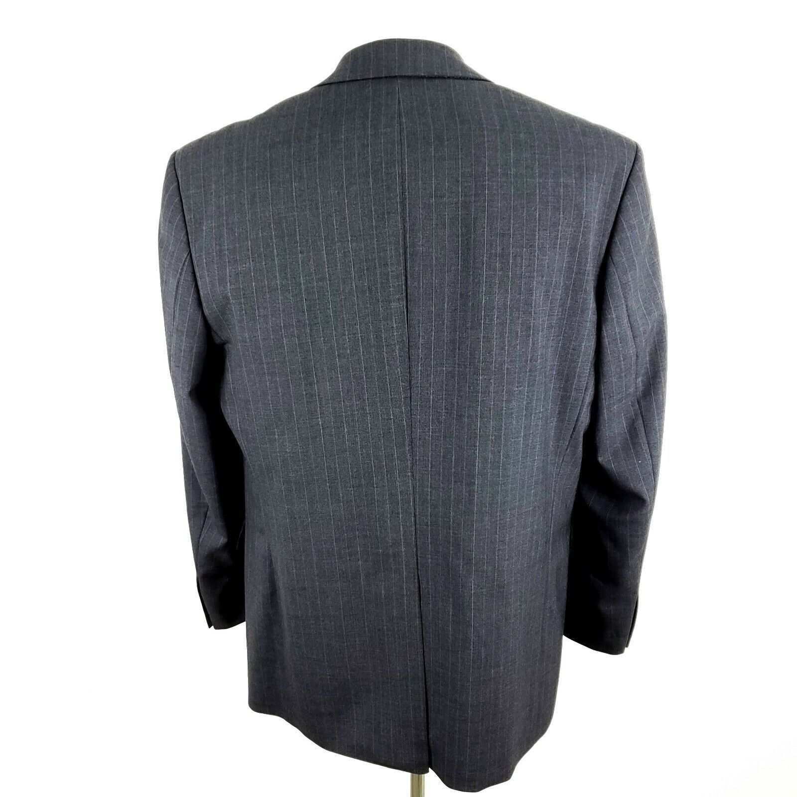 Savile Row Alexandre London Savile Row 40R 2 Button Stripe Gray Wool Su Size 40R - 6 Thumbnail