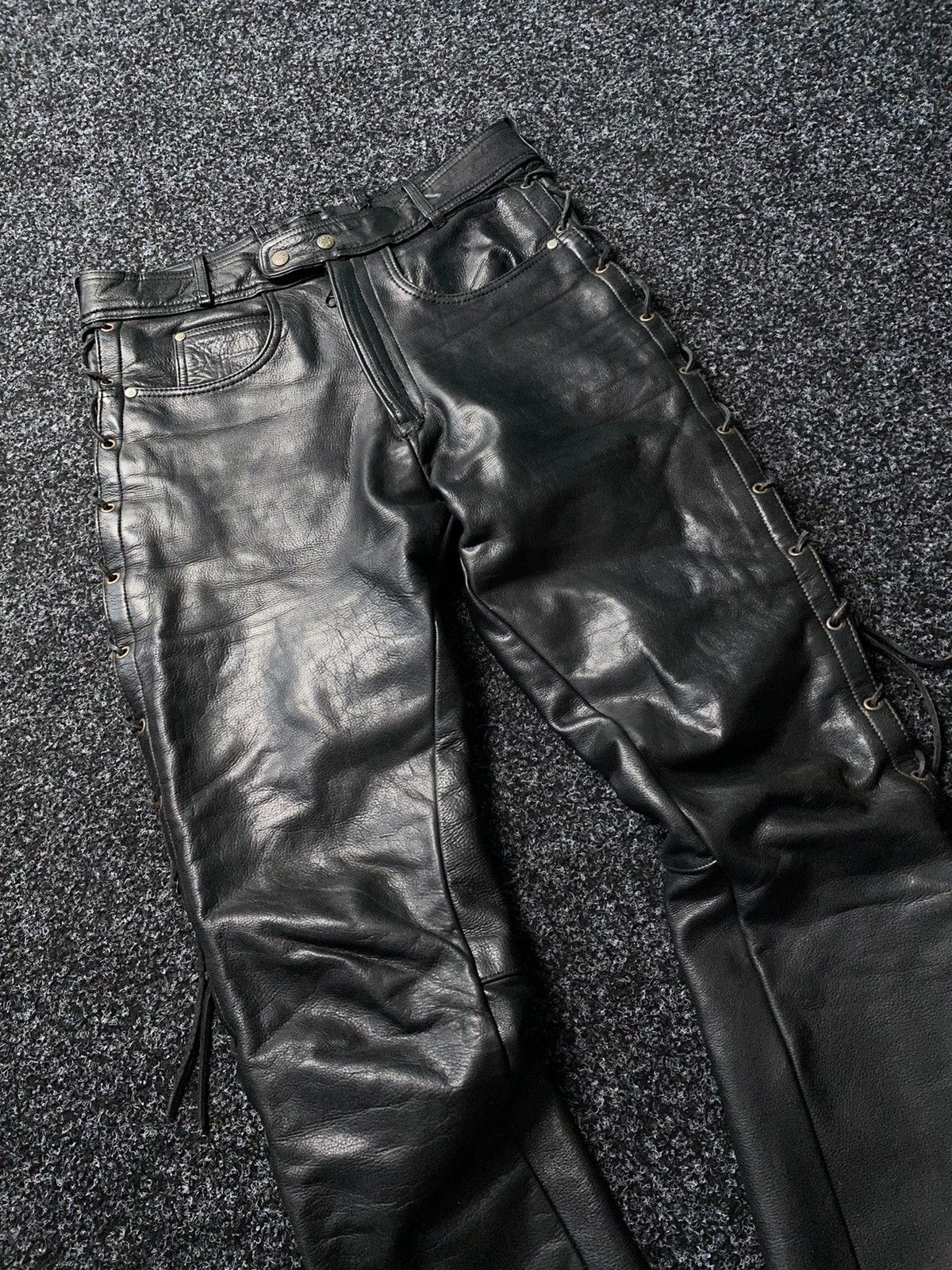 Leather Real Leather Moto Biker Racing Pants Opium y2k Size US 33 - 5 Thumbnail