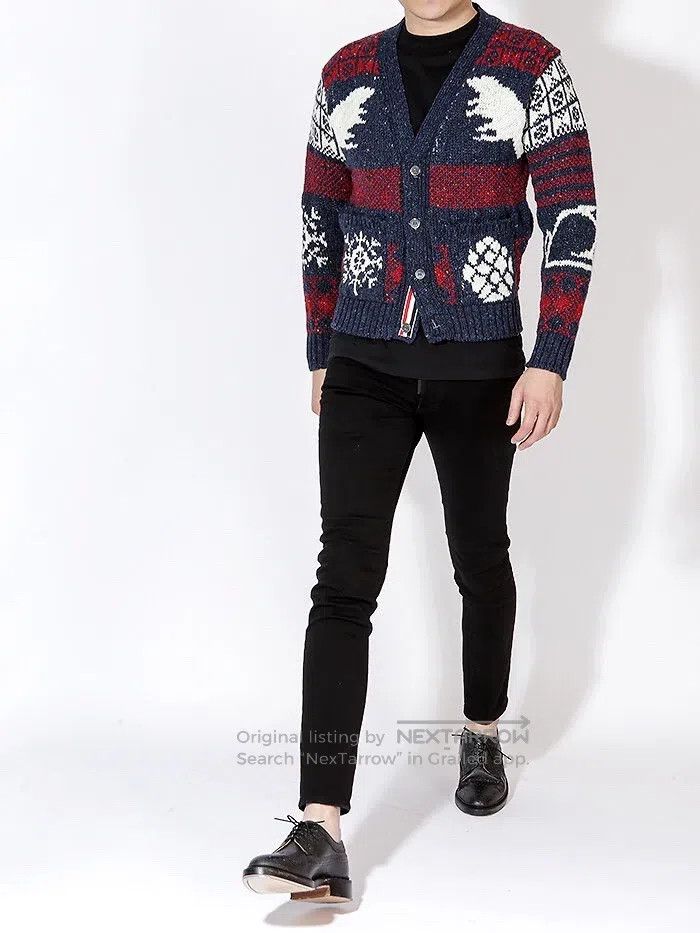 Thom Browne Thom Browne Coarse Floral Pattern Squirrel Rabbit Sweater, Size US L / EU 52-54 / 3 - 8 Thumbnail