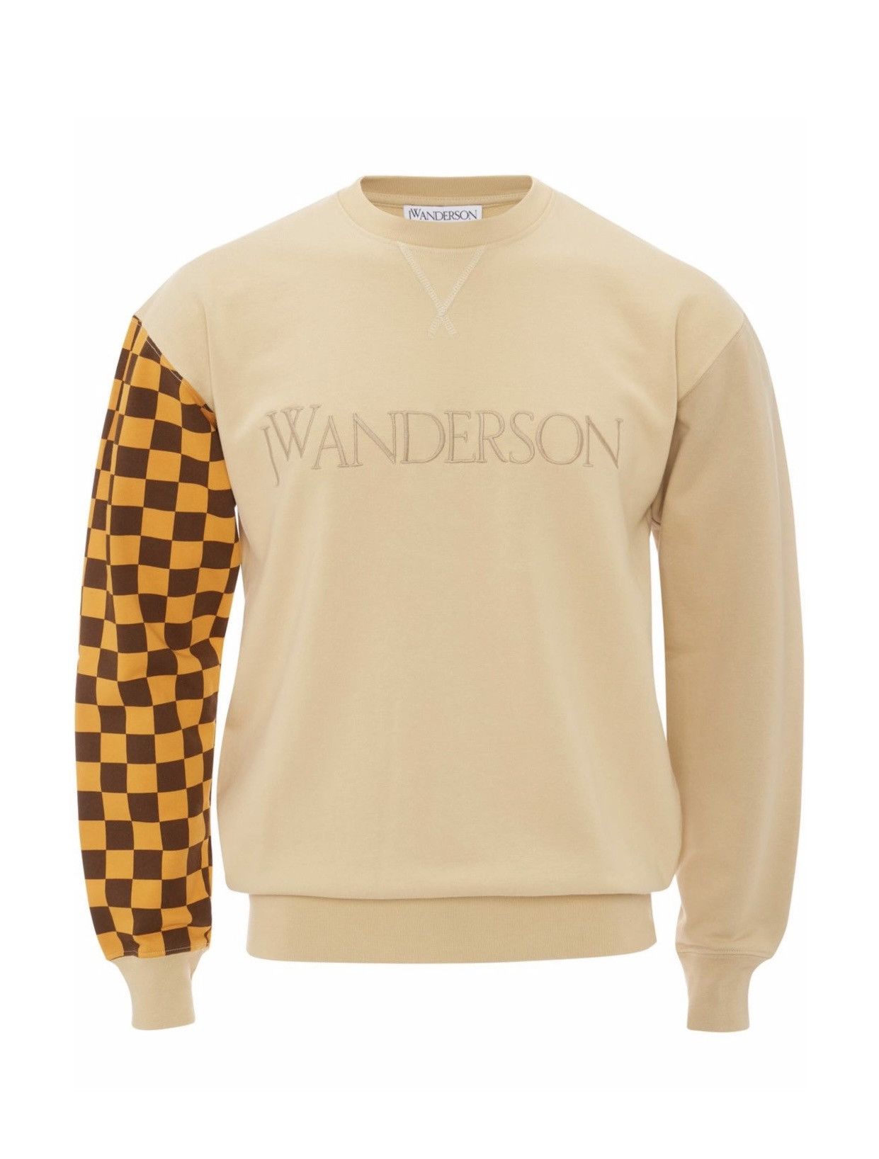 image of J W Anderson Jw Anderson Checkerboard-Print Logo Sweatshirt in Beige, Men's (Size Large)