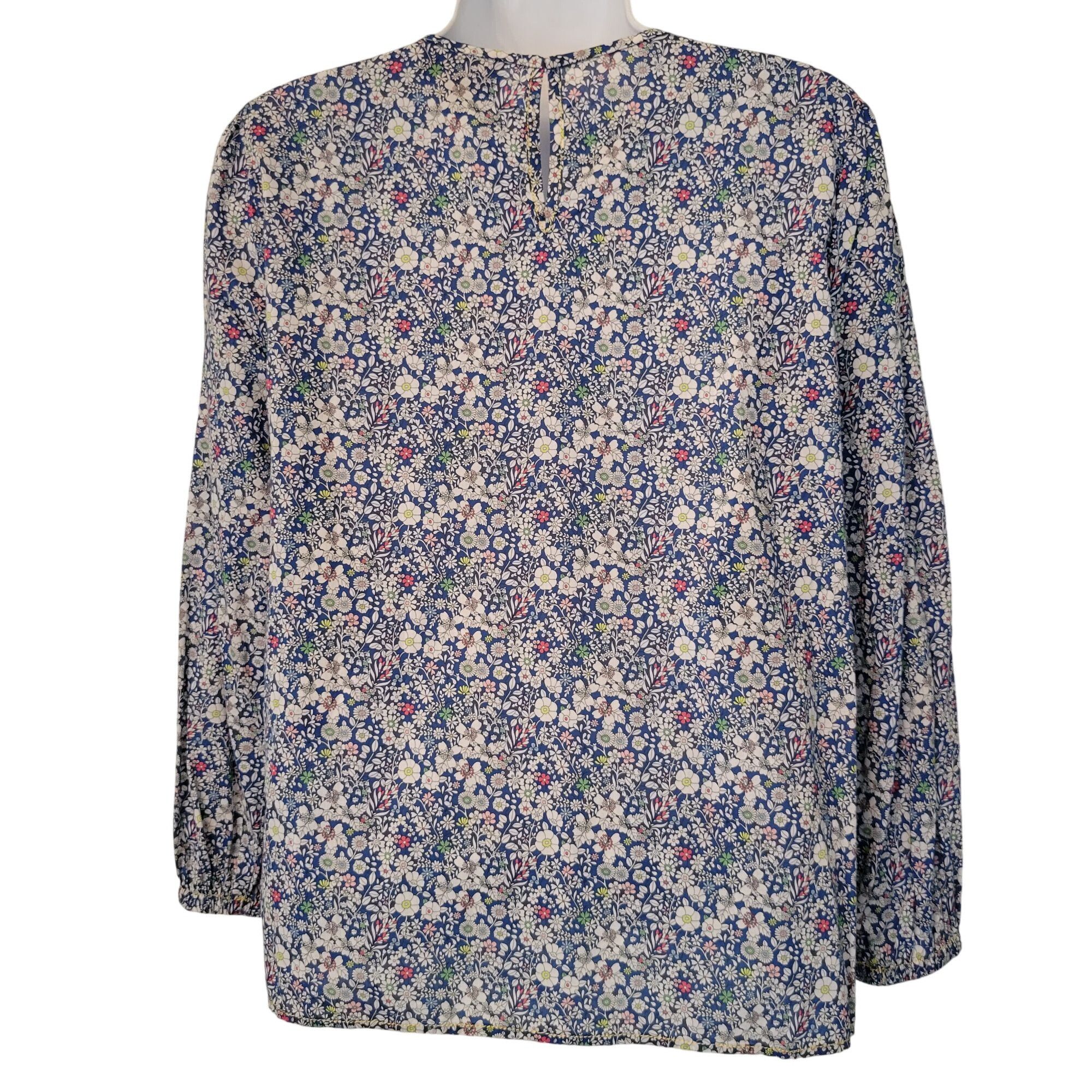 J.Crew J Crew Liberty Fabric Floral Blouse XS Long Sleeve Shirt Blu Size XS / US 0-2 / IT 36-38 - 4 Thumbnail