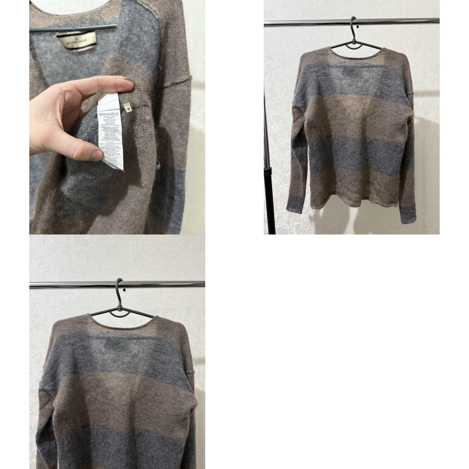 By Malene Birger VINTAGE By Malene Birger Wool Blend Striped V-Neck Sweater Brown Grey XS Women’s Wool Blend Striped V-Neck Pullover Sweater Girls/Men? Size XS / US 0-2 / IT 36-38 - 8 Thumbnail
