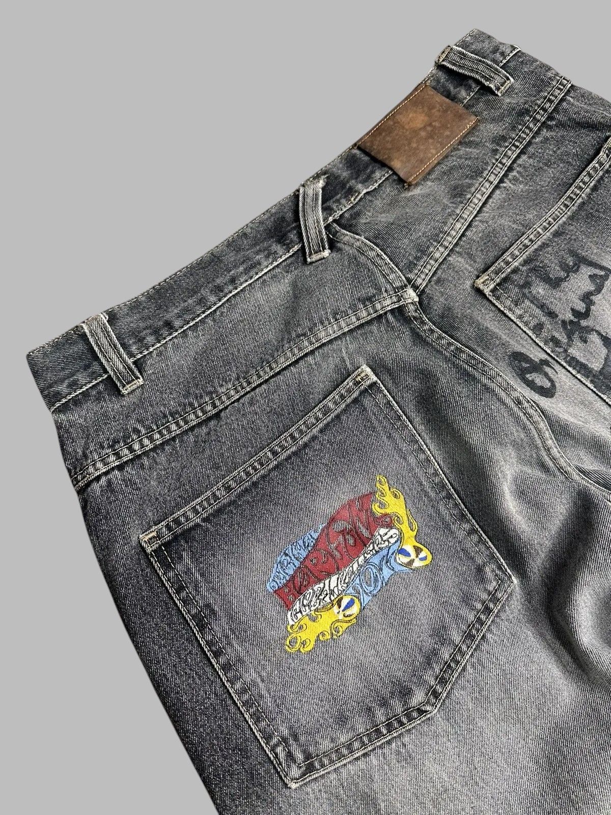 Fubu 90s Hip Hop Fubu Baggy Black Denim Jeans Street JNCO Size US 36 / EU 52 - 9 Thumbnail