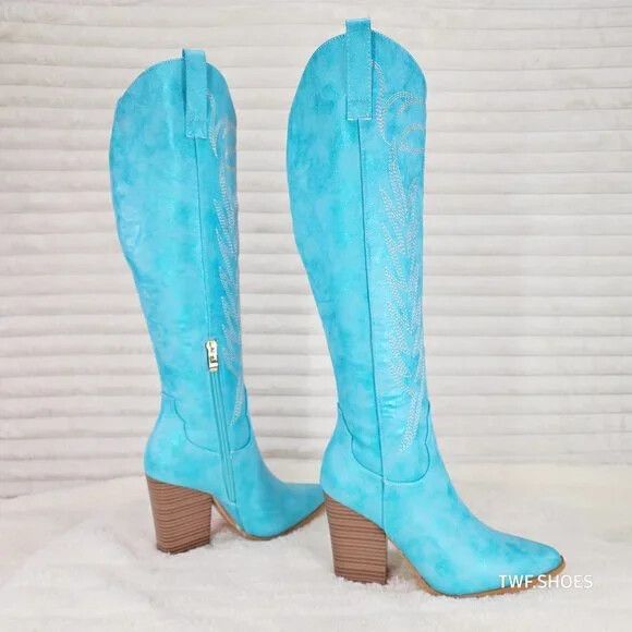 Other So Me Cruising Brushed Metallic Western Cowgirl Knee Boots T Size US 8.5 / IT 38.5 - 1 Thumbnail