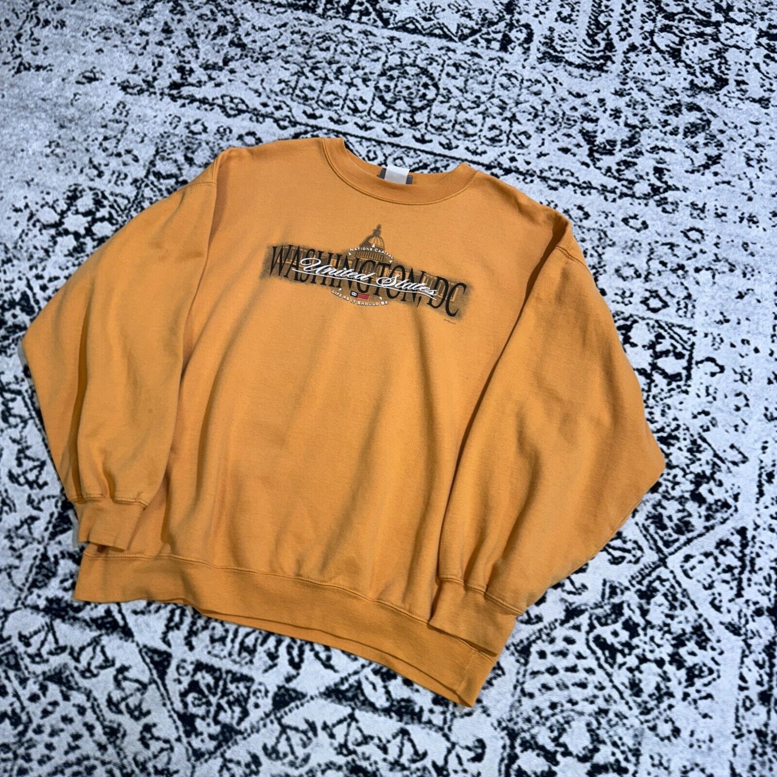 Vintage Vintage Yellow Cotton Crewneck Size XL Y2K Washington DC USA Size US XL / EU 56 / 4 - 2 Thumbnail
