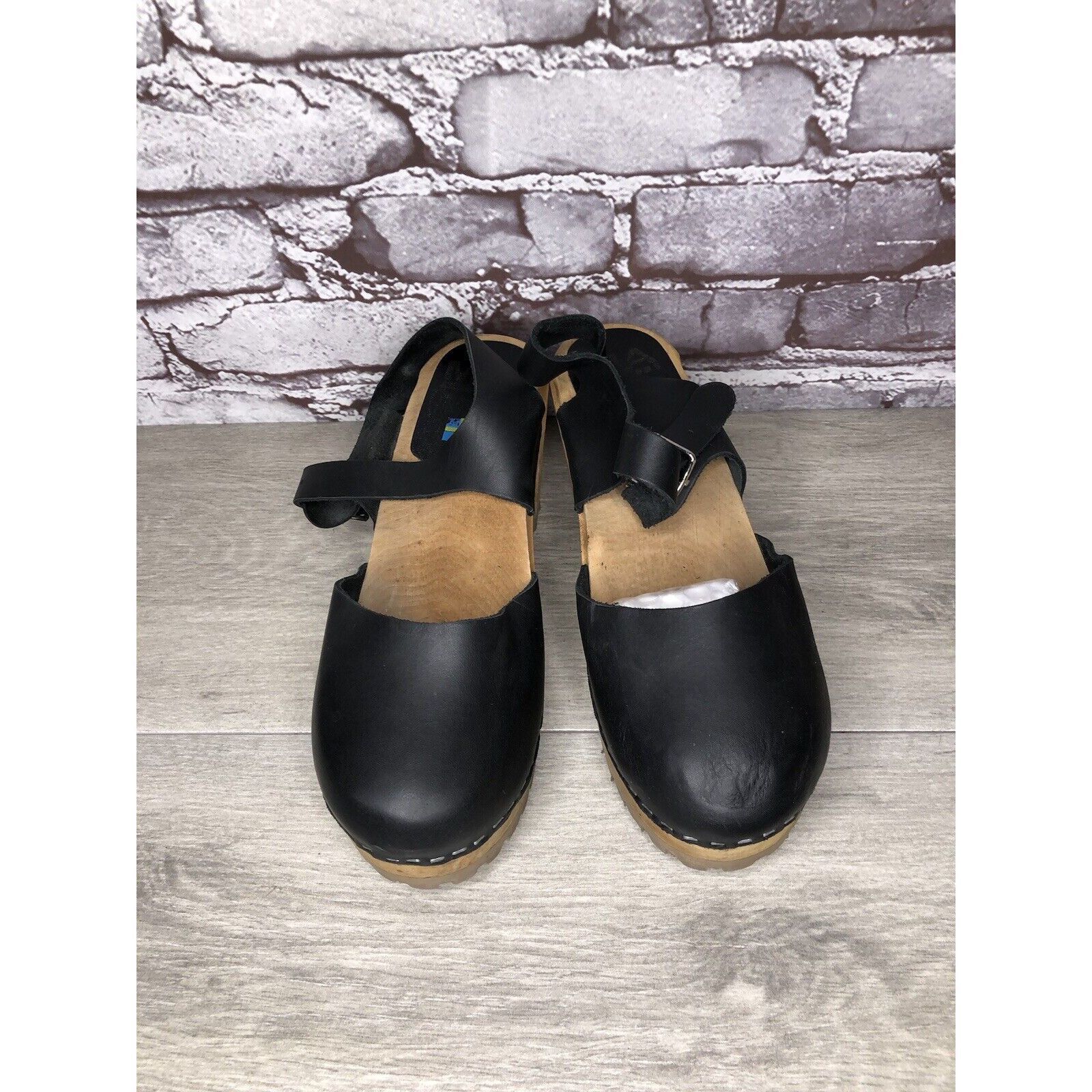 Other MIA Greta Black Leather Ankle Strap Wooden Heel Sandals Wome Size US 7.5 / IT 37.5 - 14 Thumbnail