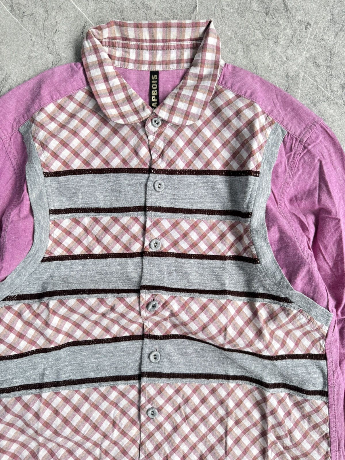 Issey Miyake Frapbois patchwork gingham shirt Size M / US 6-8 / IT 42-44 - 4 Thumbnail