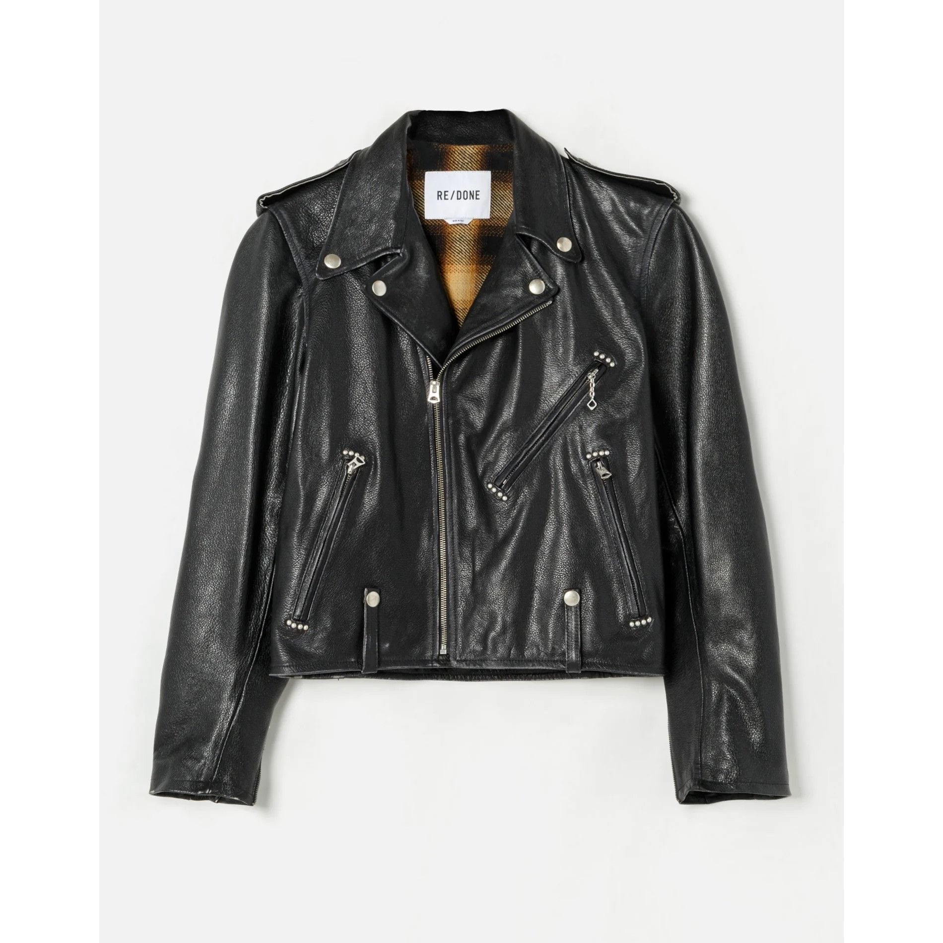 image of Redone $1595 New Re/done Women's Classic Moto Leather Jacket Size S in Black