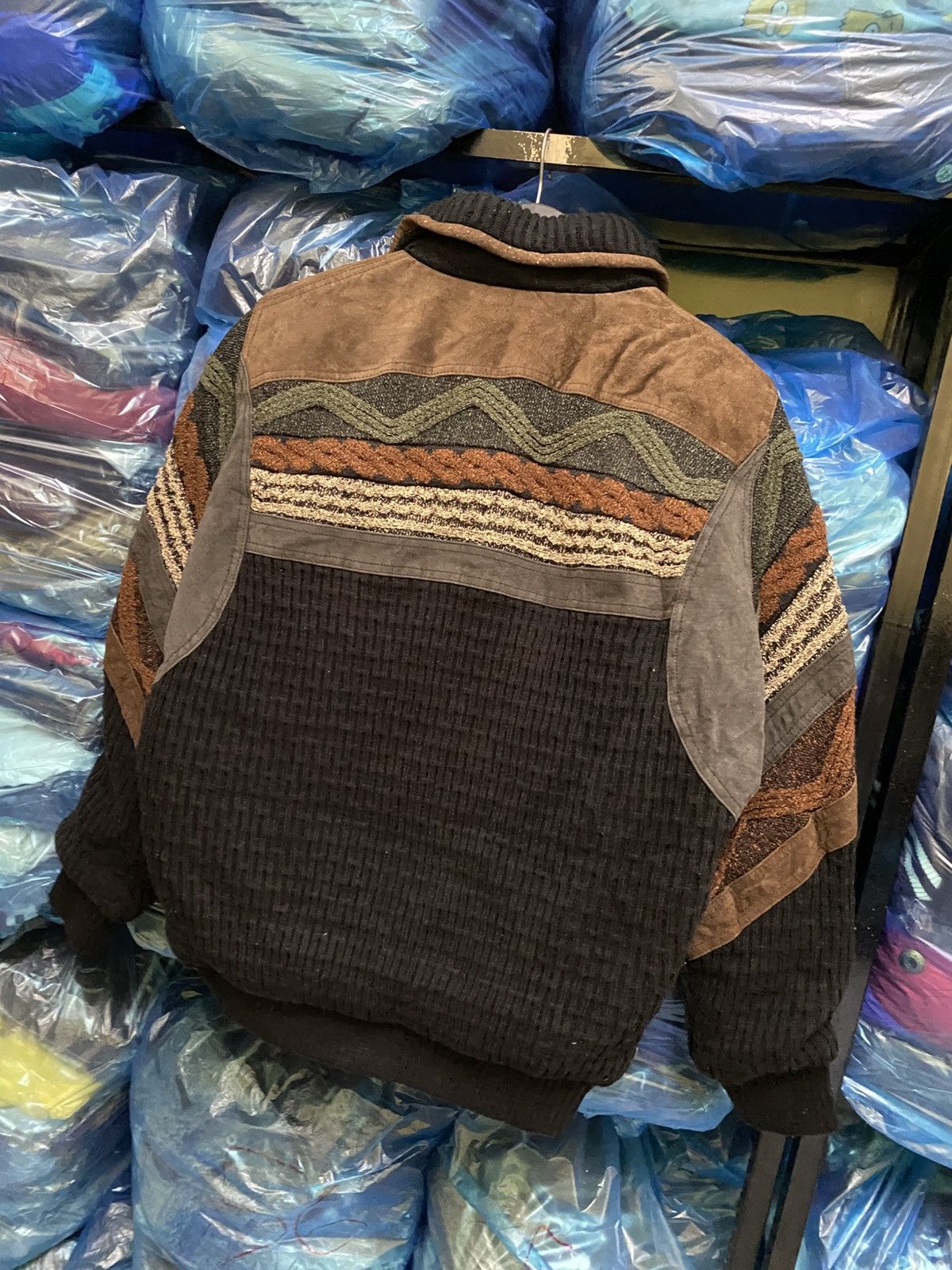Vintage Vintage Arnaldo Bassini Italian Knit Suede Patchwork Jacket Size US L / EU 52-54 / 3 - 10 Thumbnail