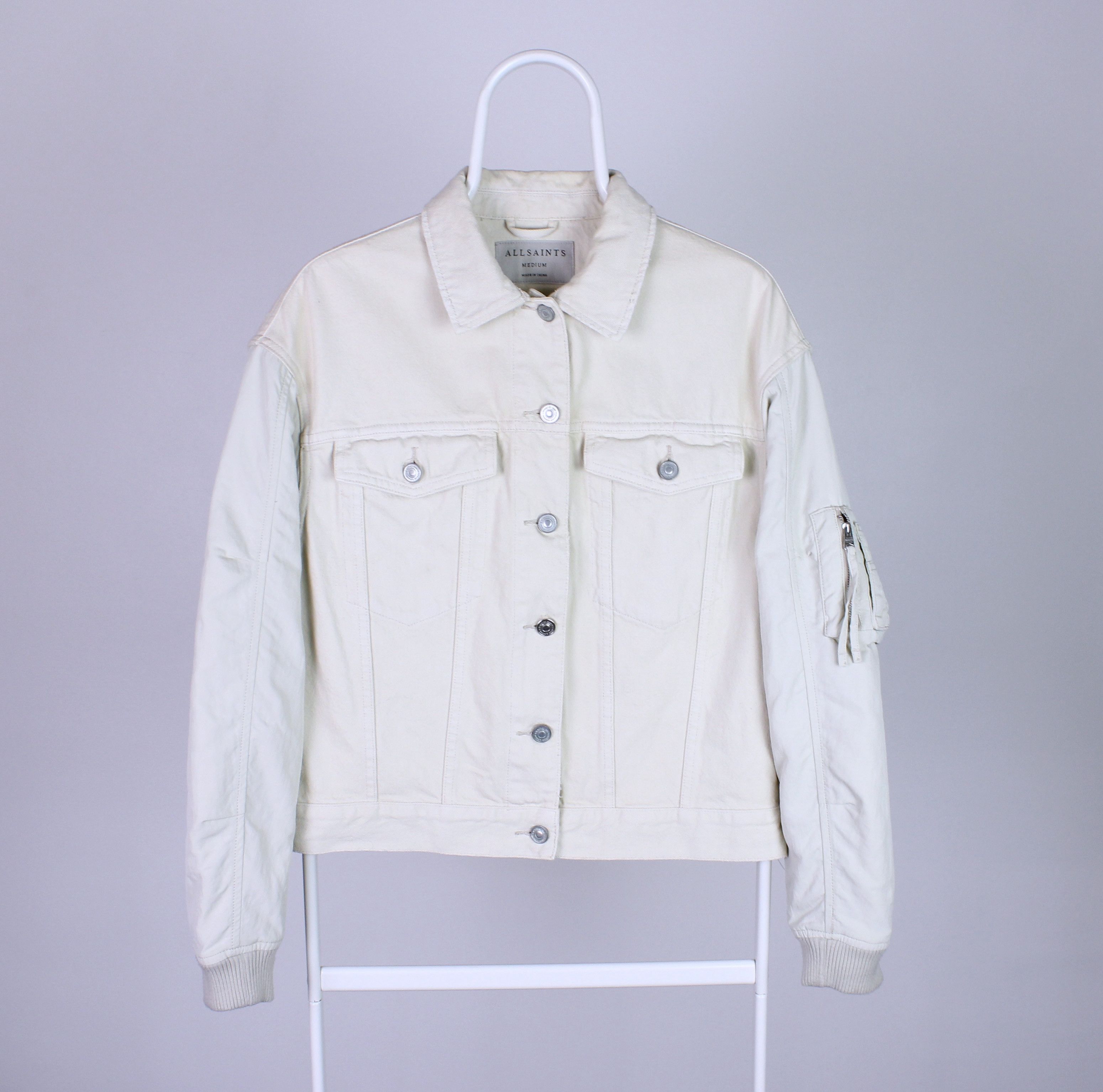 All saints white denim jacket hot sale