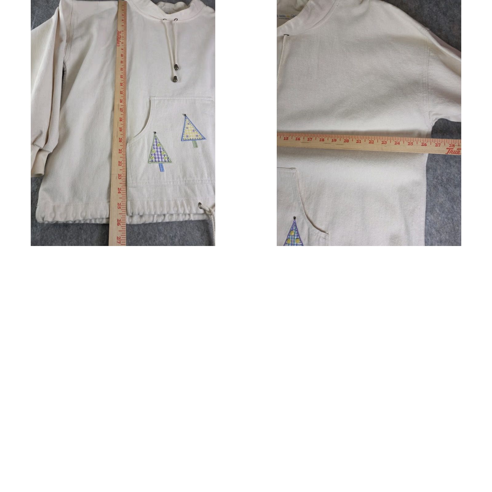 Vintage VINTAGE Christopher & Banks Canvas Pullover Jacket Embroidered Pine Trees 2XL Women Ivory Cotton Canvas Embroidered Jacket 2XL Women Size XXL / US 16-18 / IT 52-54 - 8 Thumbnail