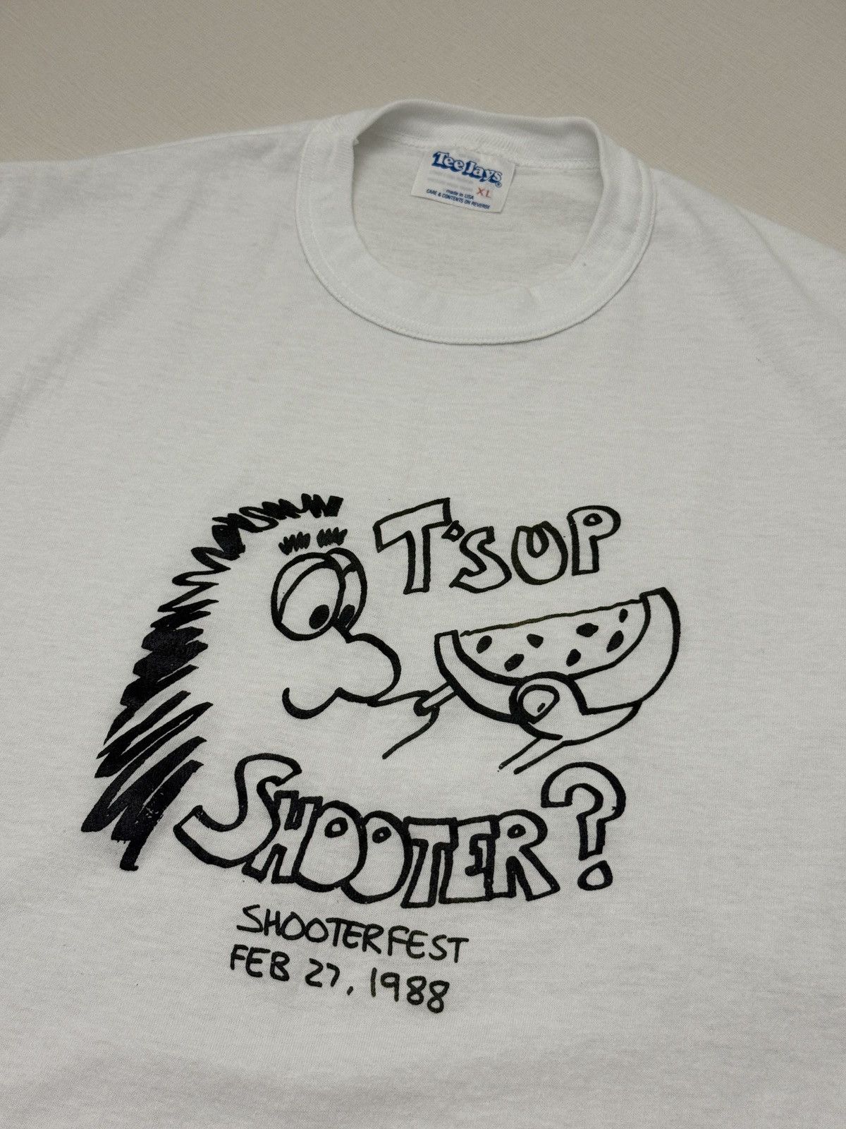 TEE JAYS Vintage 80s T’sup Shooter? 1988 Shooterfest Promo Tshirt XL Size US XL / EU 56 / 4 - 3 Thumbnail