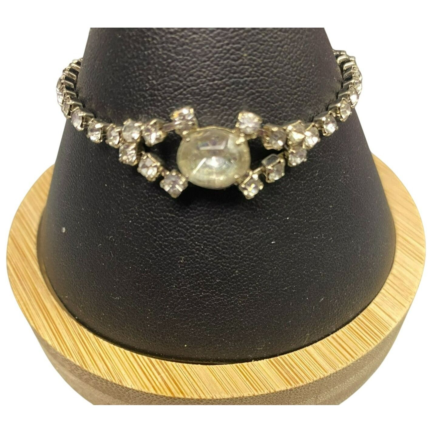 Other Vintage Art Deco Silver Tone Rhinestone Tennis Bracelet 7-In Size ONE SIZE - 1 Thumbnail