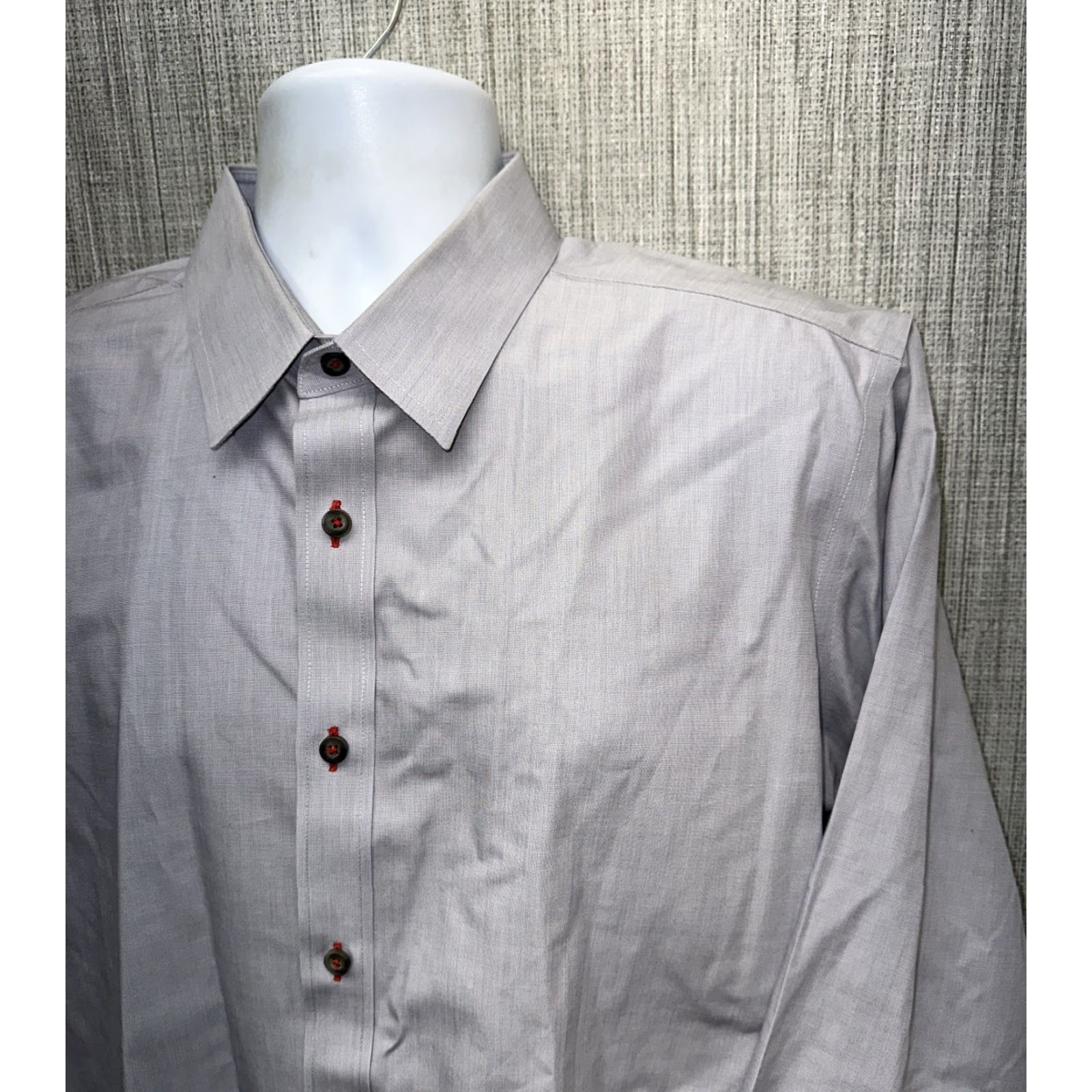 UNTUCKit UNTUCKit Mens Gray Cotton Wrinkle Free Long Sleeve Dress Shirt Size XL Size 46R - 2 Thumbnail