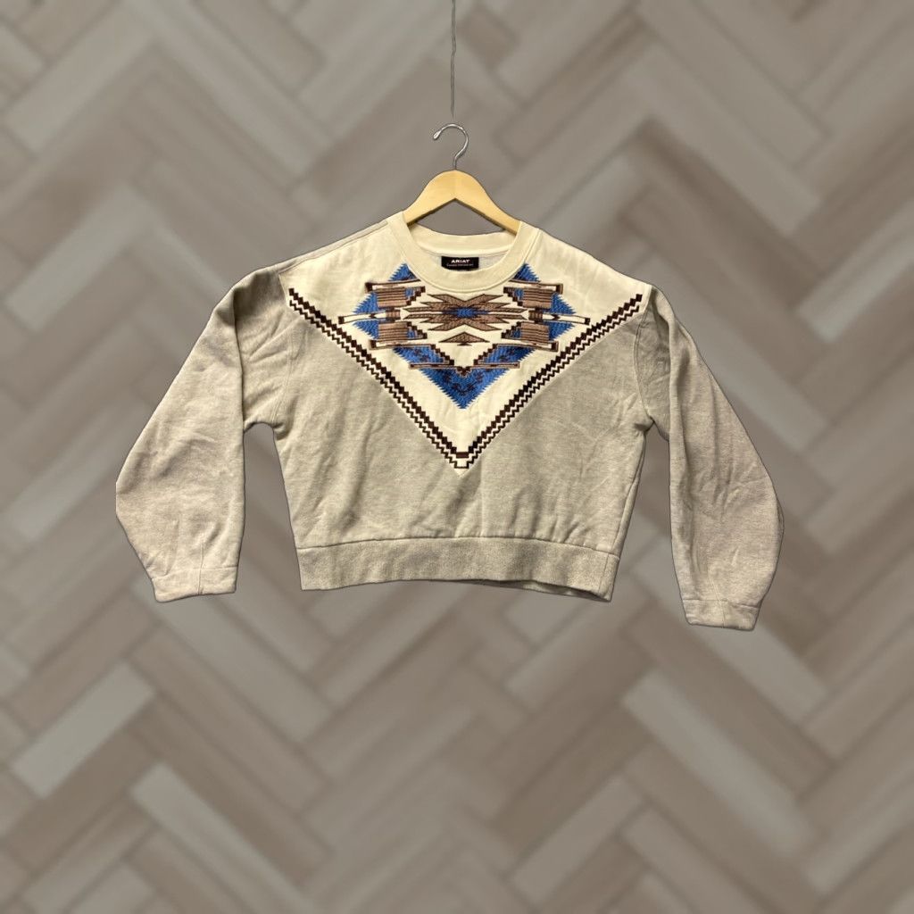 Ariat Ariat Sweatshirt Ladies Chimayo Embroidered Brindle Long Sleeve Pullover Collared Beige Size L Womens Casual Western 52% Cotton 48% Polyester Size L / US 10 / IT 46 - 1 Thumbnail