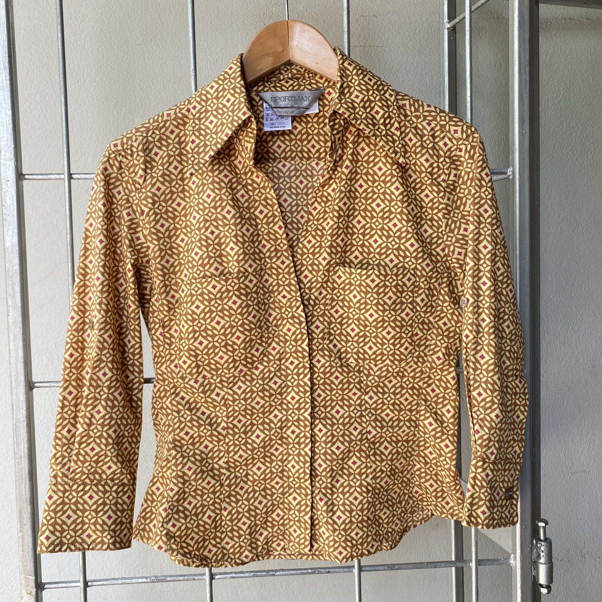 Sportmax Sportmax Brown Geometric Fitted Blouse Size S / US 4 / IT 40 - 14 Thumbnail