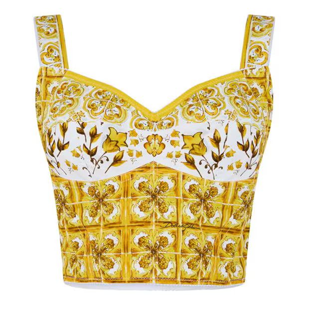 Dolce & Gabbana o1g2r1mq1024 Cropped Poplin Corset Top in Multicolor Size M / US 6-8 / IT 42-44 - 1 Thumbnail