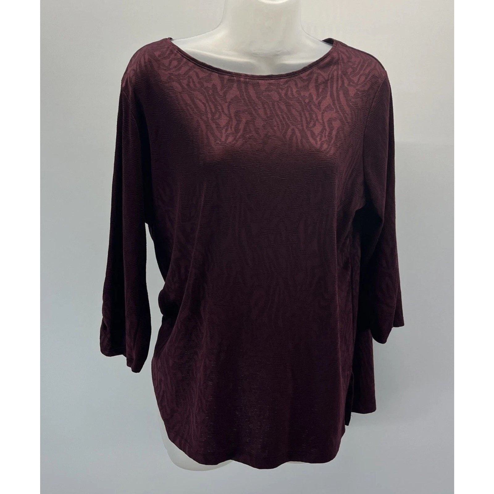Chicos Chico's Brown/Burgundy Round Neck Soft Stretch Top L Size L / US 10 / IT 46 - 1 Thumbnail