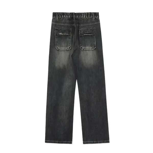 Japanese Brand Street retro washed distressed loose straight-leg jeans Size US 32 / EU 48 - 2 Thumbnail