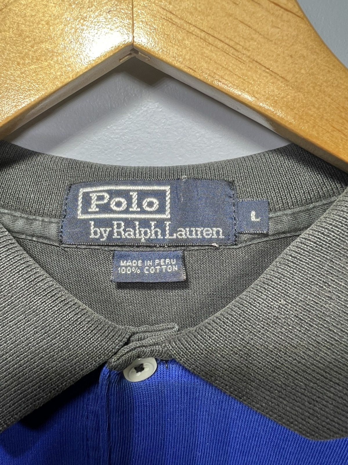 Polo Ralph Lauren VTG Polo Ralph Lauren Rugby Sz L Blue Gray Black Stripe Size US L / EU 52-54 / 3 - 3 Thumbnail
