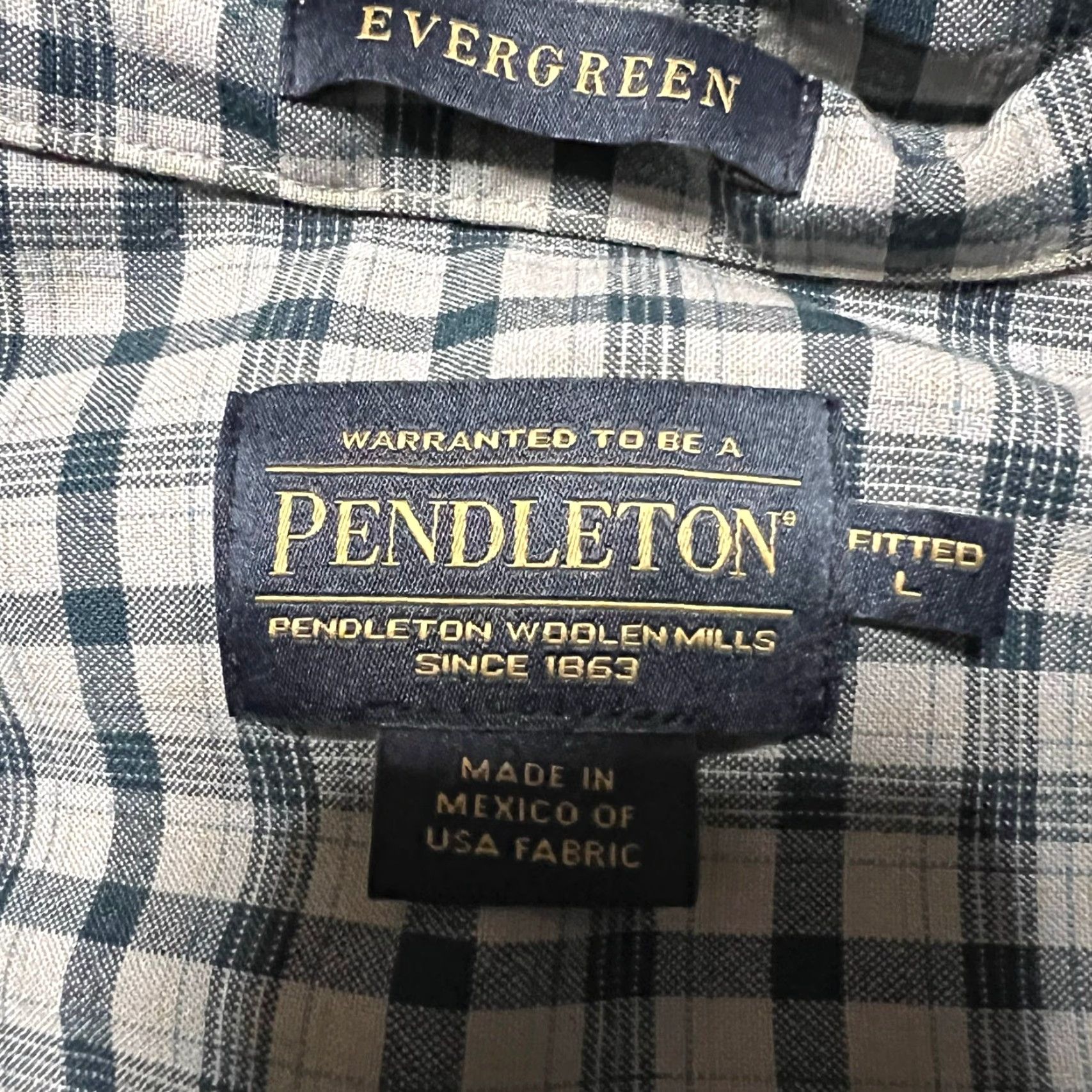Pendleton Pendleton Shirt Mens Large Evergreen Green Plaid Button Down Fitted Virgin Wool Size US L / EU 52-54 / 3 - 7 Thumbnail