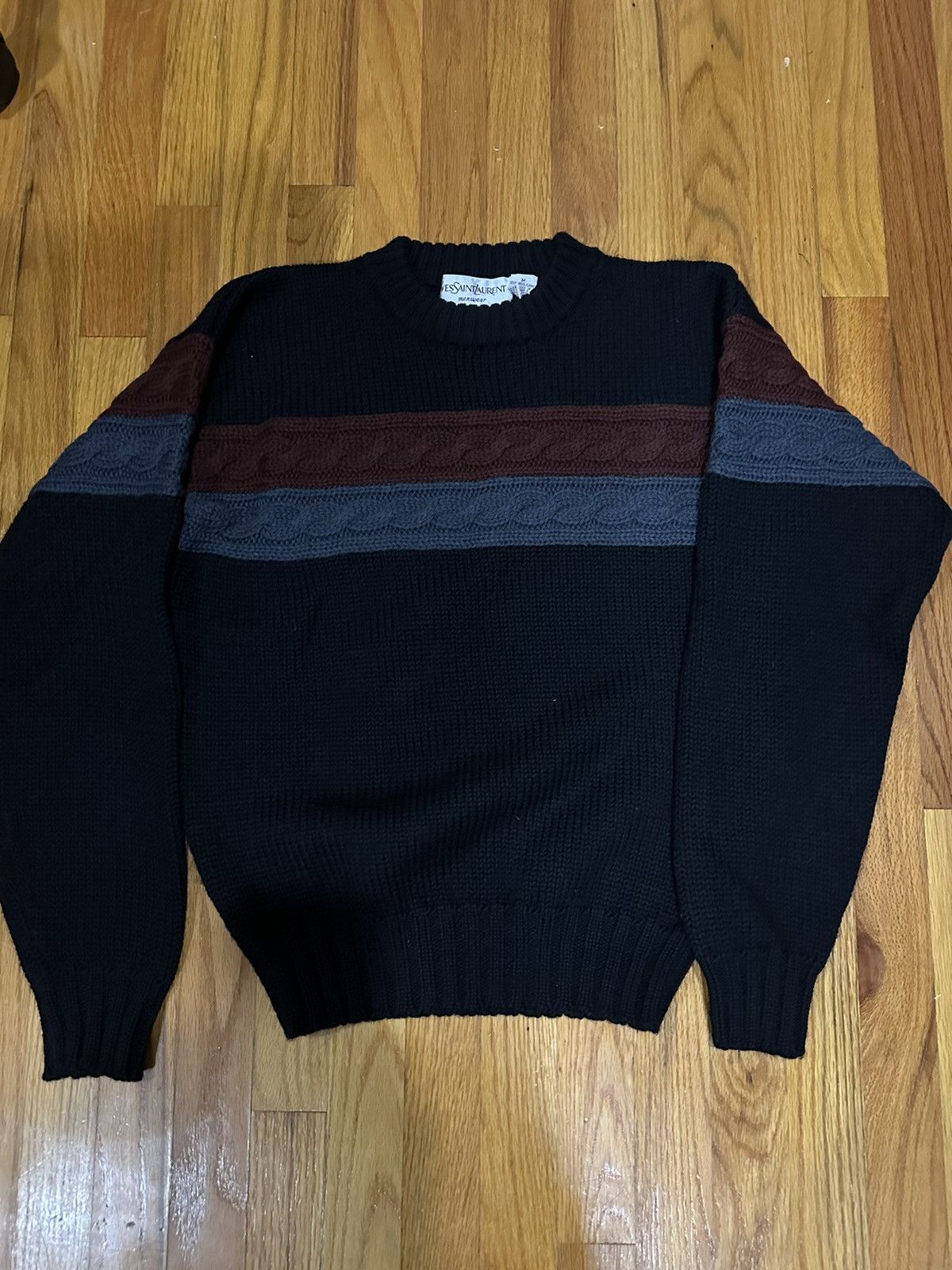 image of Vintage YVES Saint Laurent Sweater in Black, Men's (Size Medium)