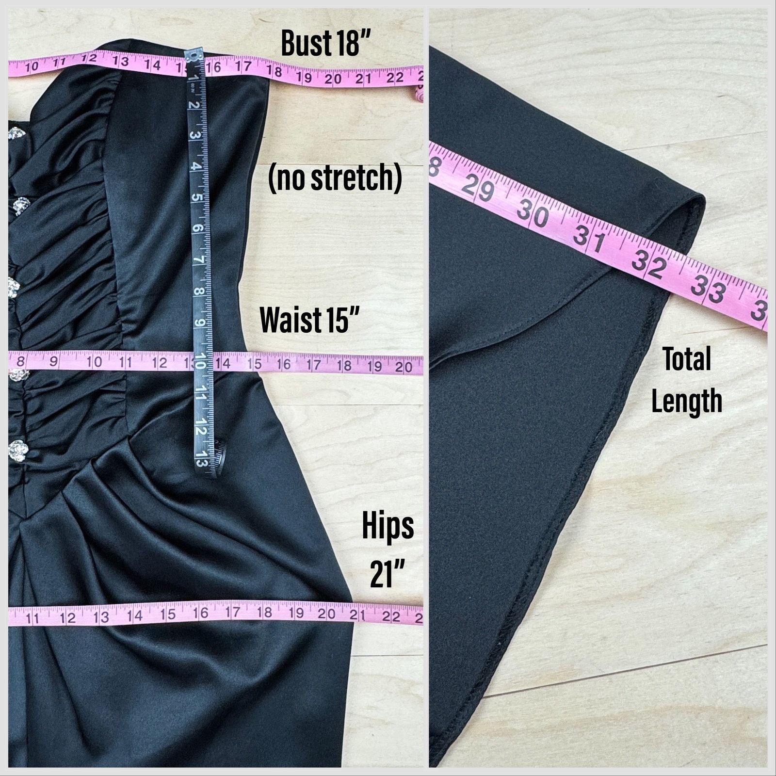 Vintage 1980s Black Satin Strapless Sweetheart Ruched Cocktail Dress Size M / US 6-8 / IT 42-44 - 5 Thumbnail