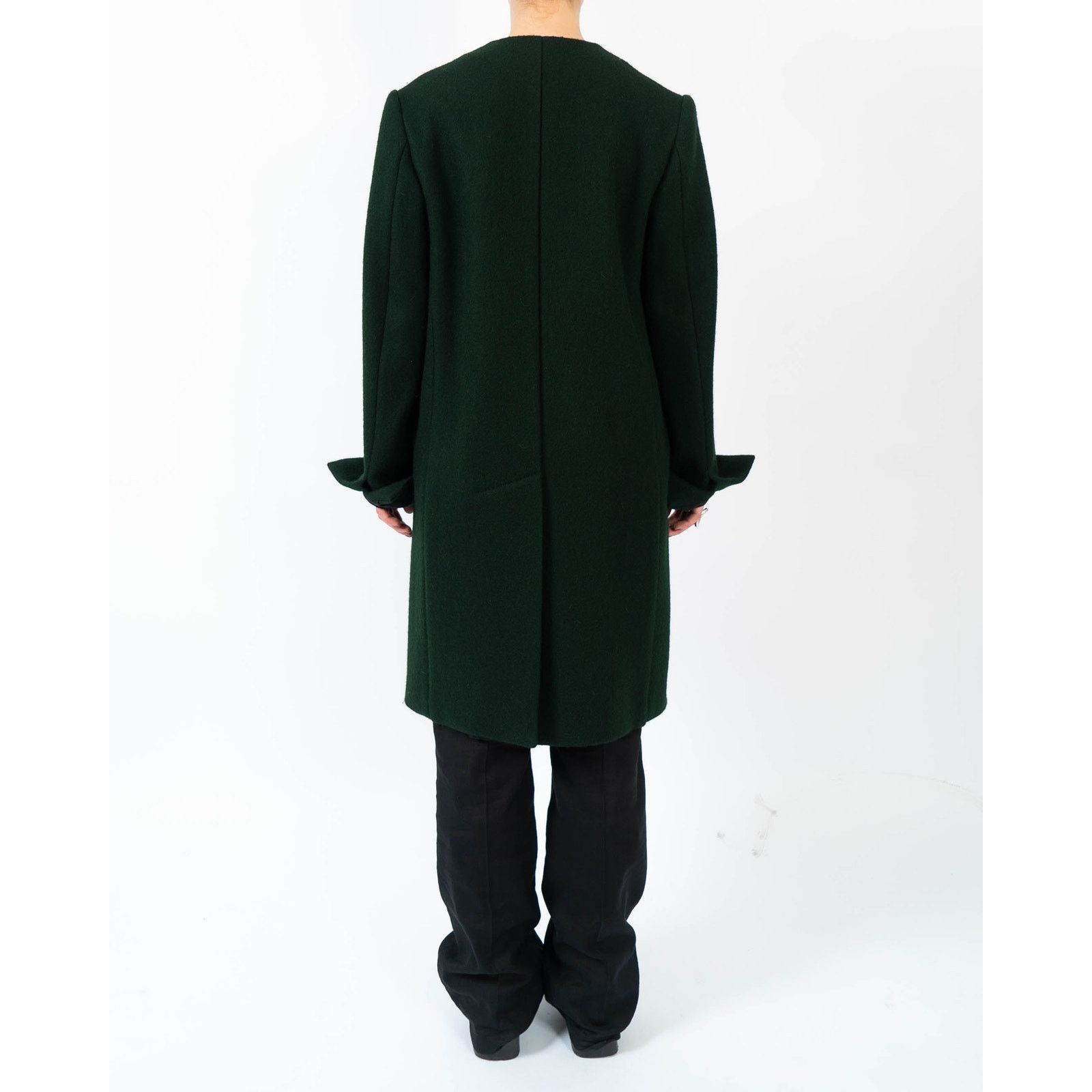 Haider Ackermann FW13 Collarless Overcoat in Green Wool Size S / US 4 / IT 40 - 6 Thumbnail