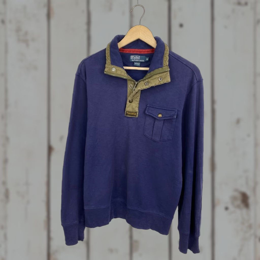 Polo Ralph Lauren VINTAGE Ralph Lauren Army Hoodie Mens M Dark Blue 90s Polo Ralph Lauren Pullover Hoodie Size US M / EU 48-50 / 2 - 1 Thumbnail