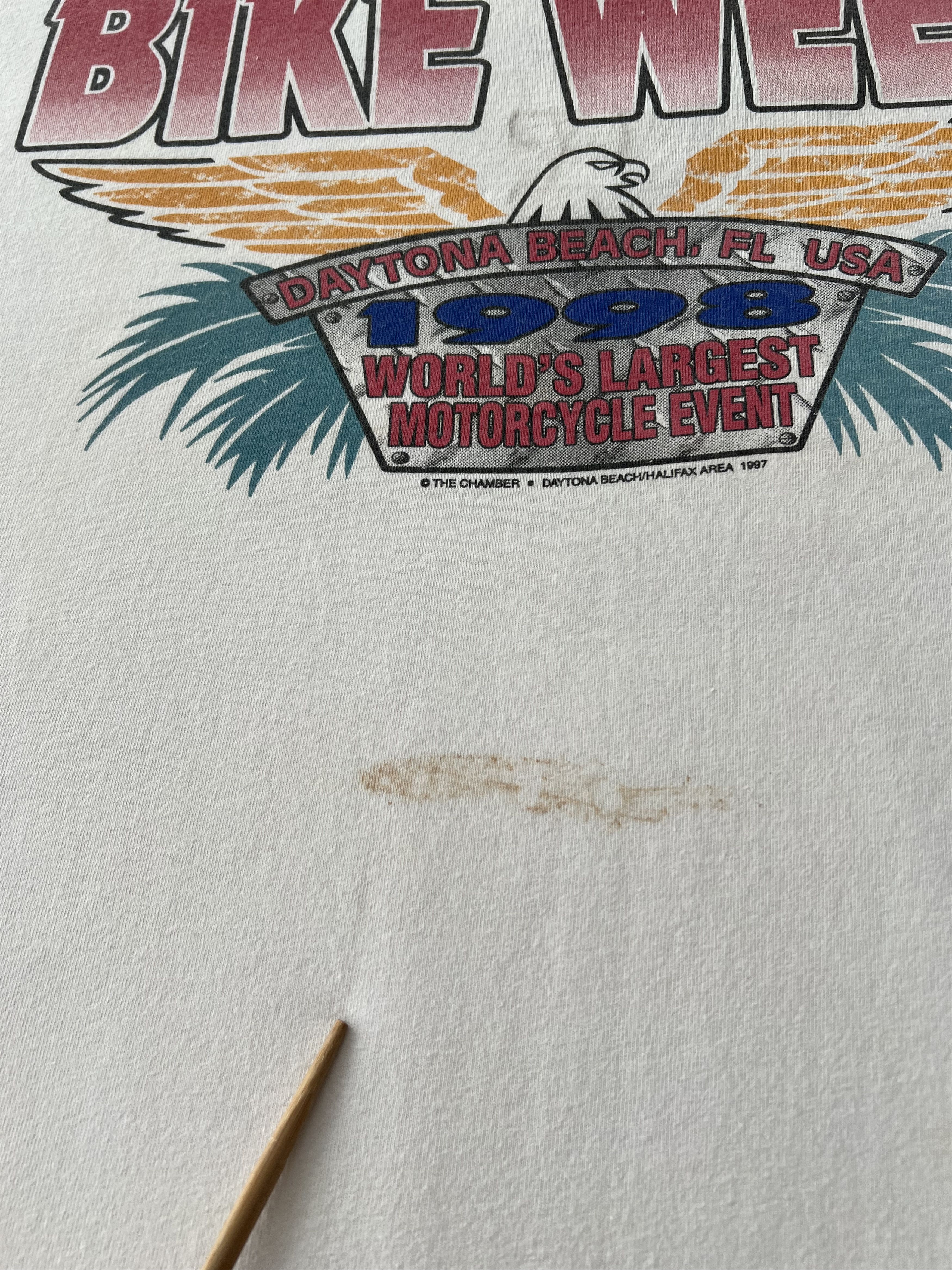 Vintage Vintage 1998 Bike Week Daytona Beach USA Eagle White T-shirt Size US XL / EU 56 / 4 - 7 Thumbnail