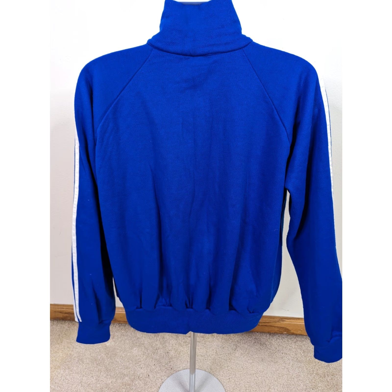 Vintage VINTAGE 80s TRACK JACKET Raglan Mens L Blue Striped USA Sweatshirt Warm Up Jacket Size US L / EU 52-54 / 3 - 3 Thumbnail