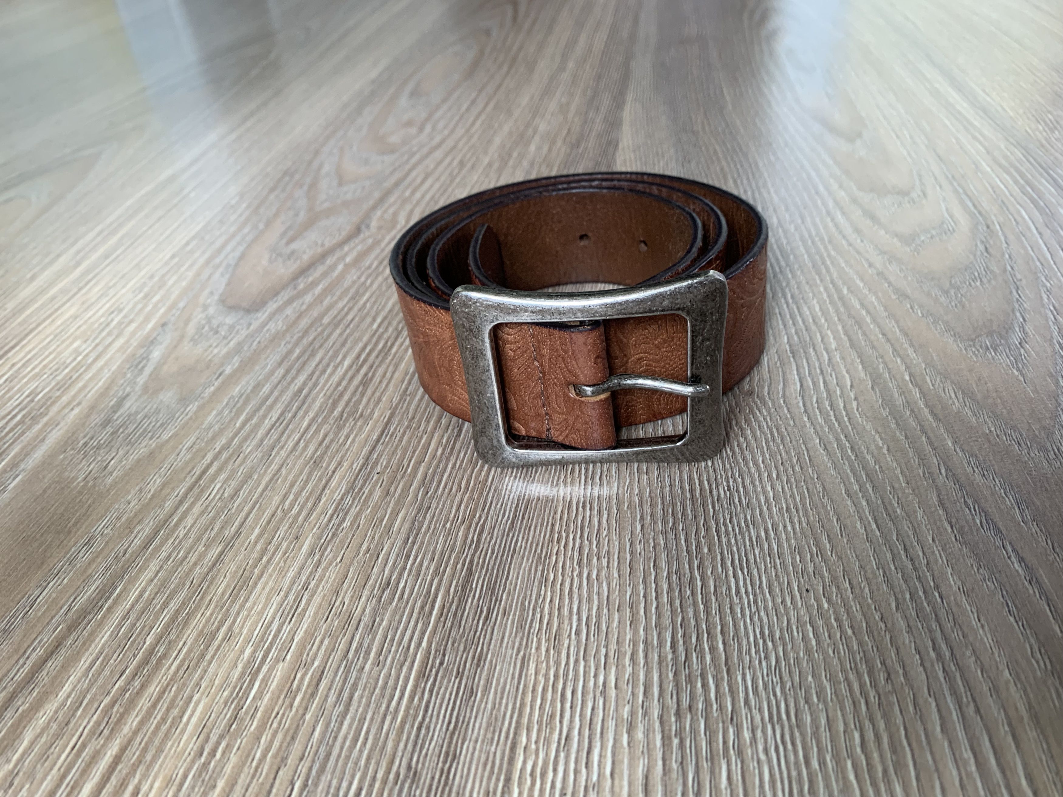 Designer × Vintage Bon A Parte Embossed Brown Leather Belt Size ONE SIZE - 8 Thumbnail