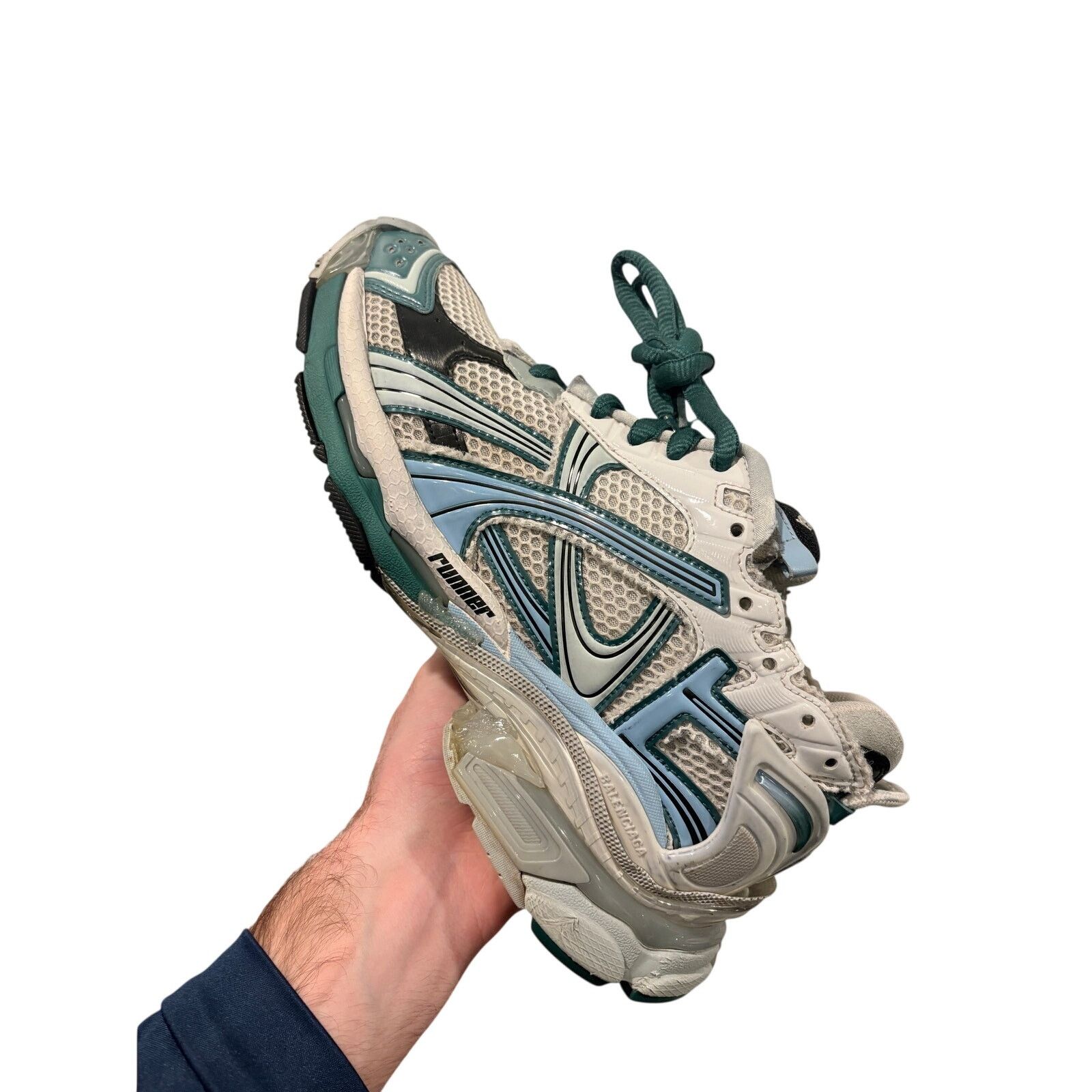 Balenciaga Runner Gradient Sneakers White Dark Green Blue