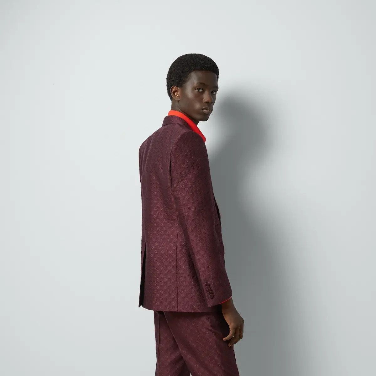 Gucci o1mt1gz0825 Horsebit Wool Silk Jacquard Jacket in Burgundy Size US XL / EU 56 / 4 - 5 Thumbnail
