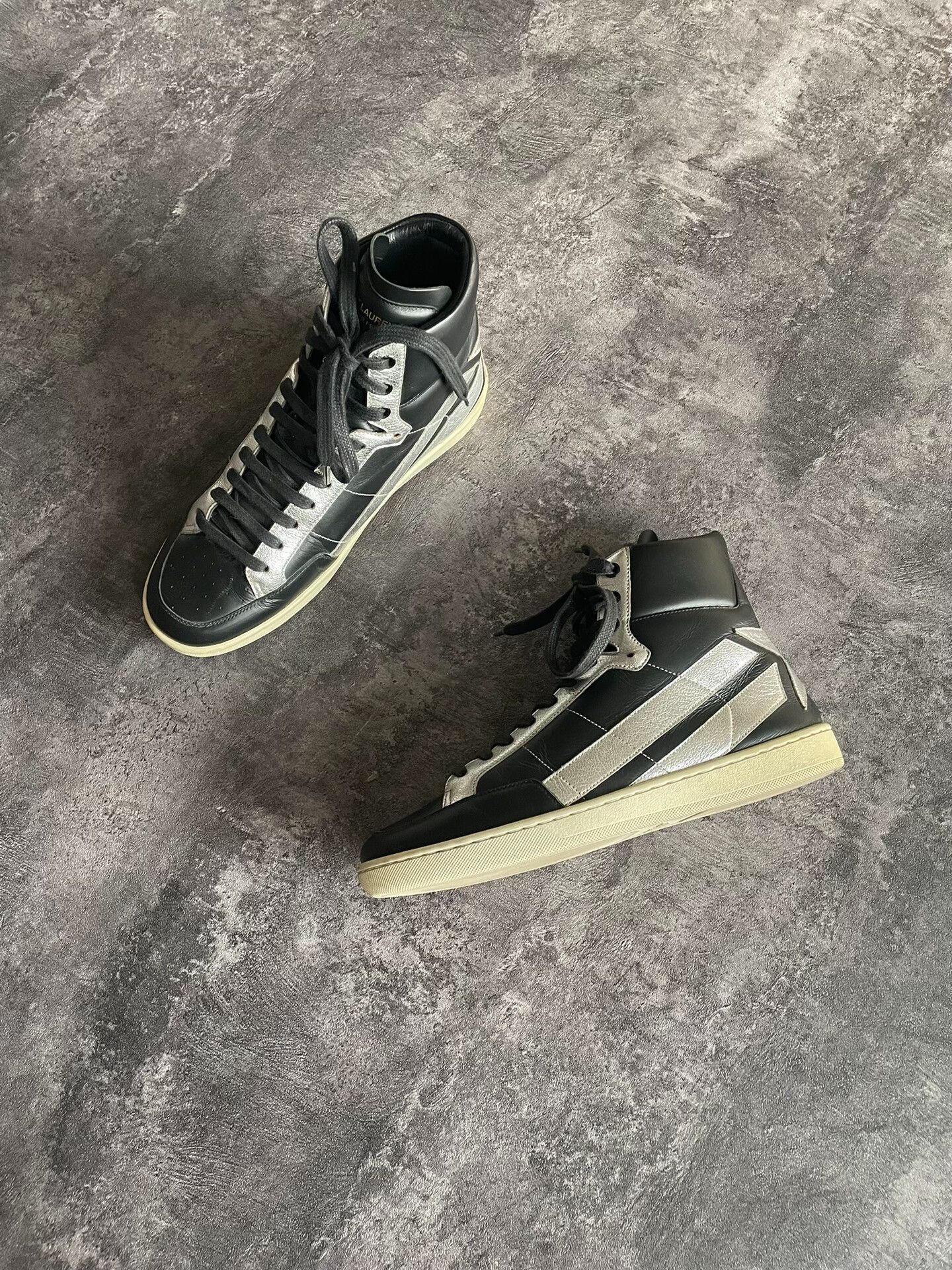 Saint Laurent Paris saint laurent black and silver high-top sneakers. Size US 8 / EU 41 - 3 Thumbnail