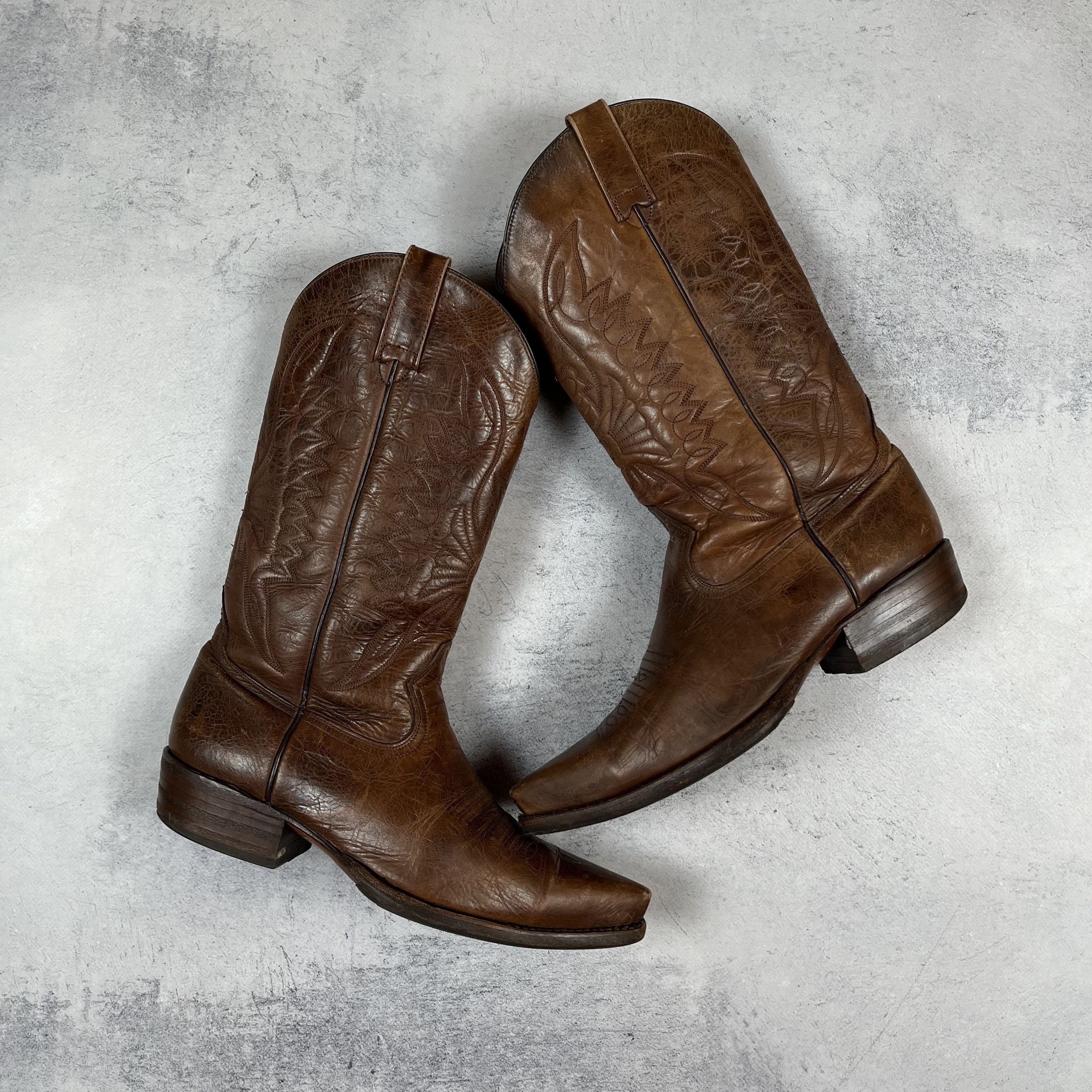 Buffalo London Vintage Buffalo Western Brown Leather Cowboy Boots 90’s Size US 9 / IT 39 - 2 Thumbnail