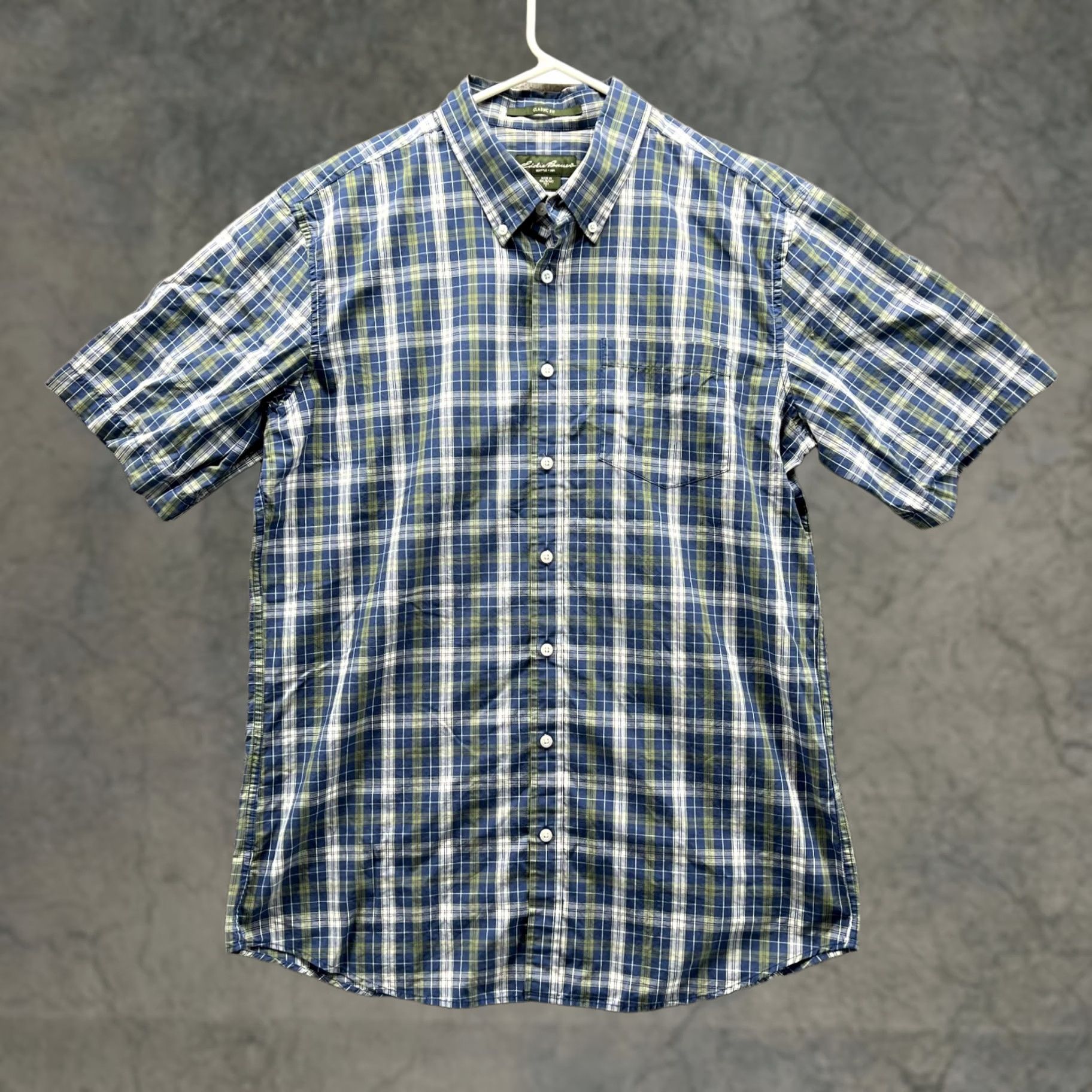Eddie Bauer VINTAGE Eddie Bauer Shirt Men Large Blue Green Button-Down Short Sleeve Plaid Size US L / EU 52-54 / 3 - 1 Thumbnail