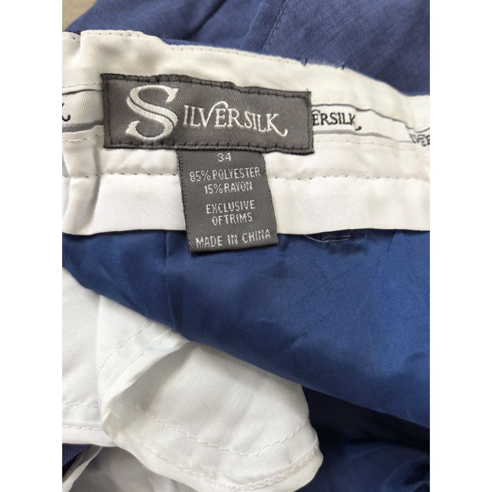 Vintage NWT Silversilk Suit Two Piece Blue Silk Rayon Knit Geometric Pleated Front Trousers Men M Summer Regular City Classic 2 Piece Suit Size US M / EU 48-50 / 2 - 4 Thumbnail