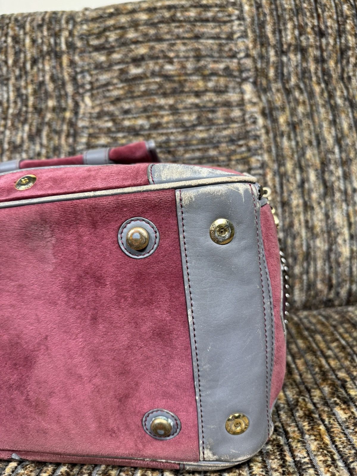 Juicy Couture Jeans VTG JUICY COUTURE RARE Y2K Pink Velvet Pet Carrier Handbag Size ONE SIZE - 8 Thumbnail