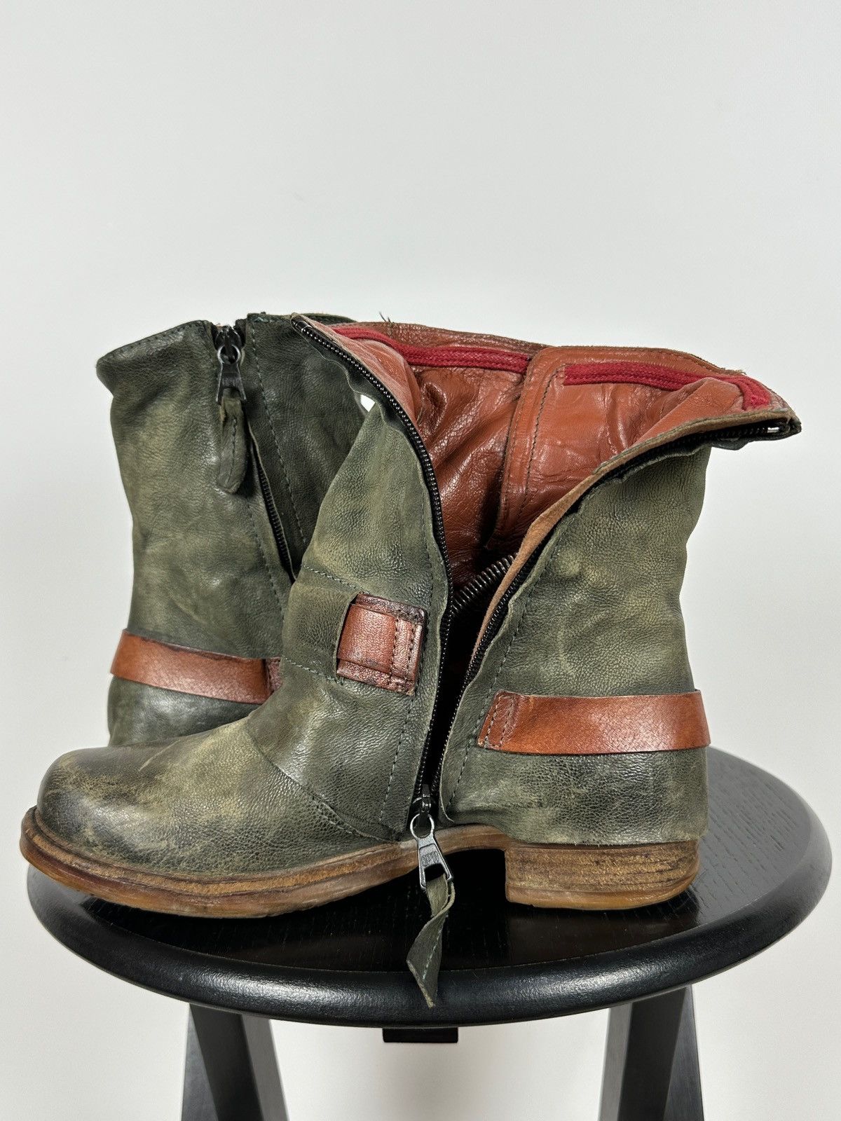 A.S.98 A.S.98. Airstep Leather Biker Ankle Buckle Strap Boots Size US 6 / IT 36 - 21 Thumbnail