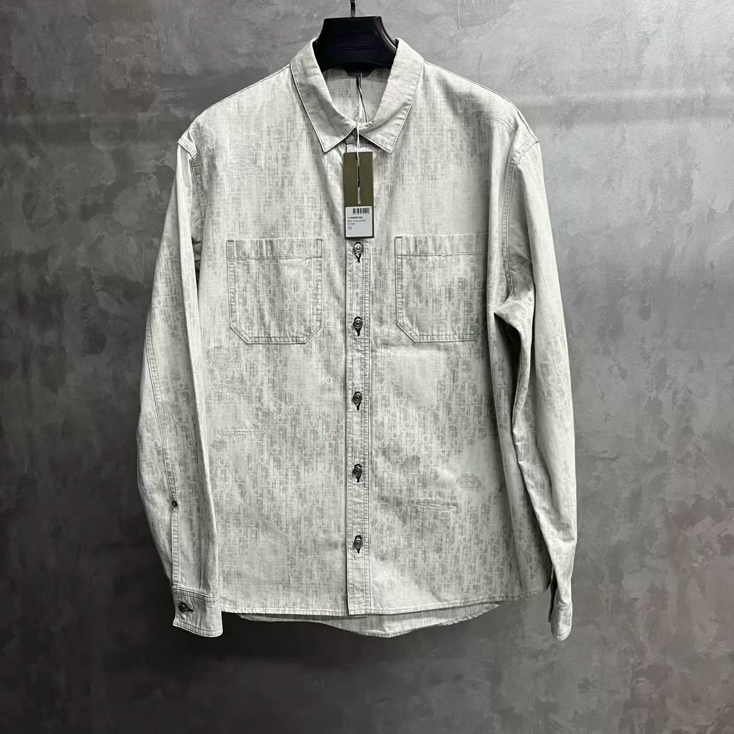 Dior Dior Gray Monogram Loose Denim Shirt Size US M / EU 48-50 / 2 - 1 Thumbnail