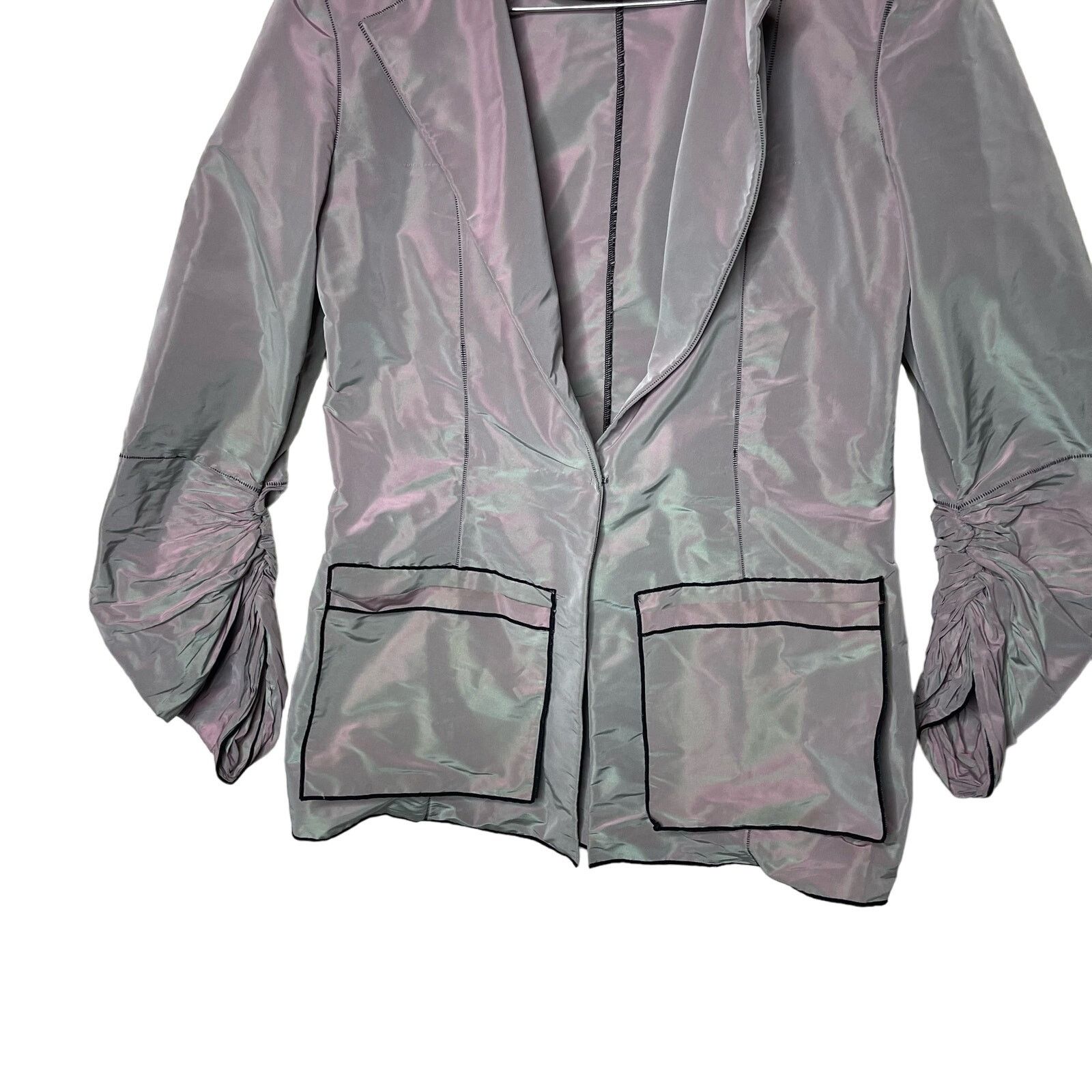Other Szymkowicz Metallic Single Layer V Neck Blazer Gray Womens M Size M / US 6-8 / IT 42-44 - 4 Thumbnail