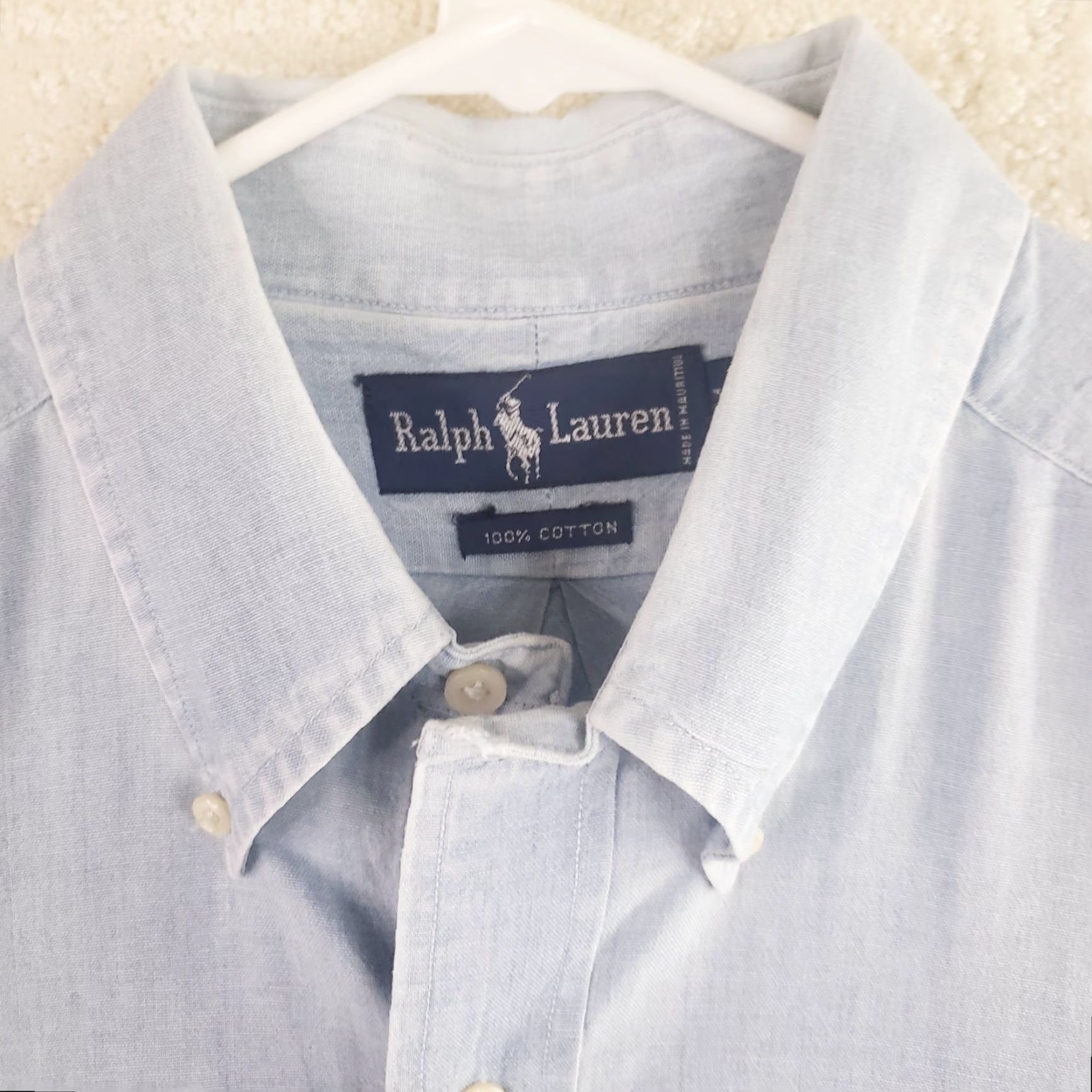 Polo Ralph Lauren Polo Ralph Lauren Shirt Men XL Blue Chambray Long Sleeve Pocket Logo Cotton Size US XL / EU 56 / 4 - 5 Thumbnail