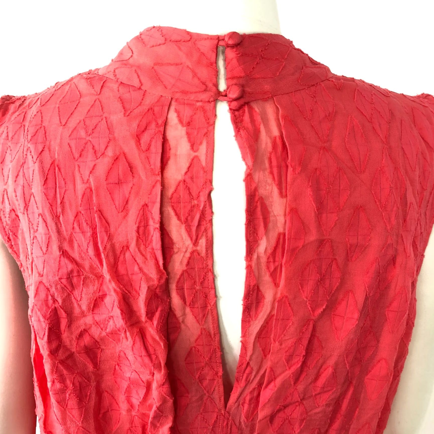 Tori Richard Tori Richard NO TAG LG Distressed Silk Cotton A-Line Wrap Knee Dress Orange Red Shirt? Size L / US 10 / IT 46 - 5 Thumbnail