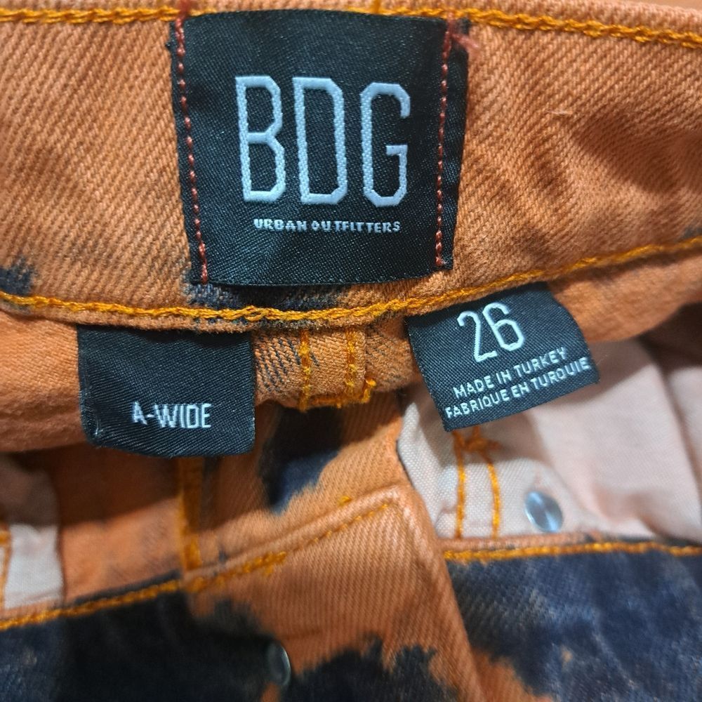 Bdg BDG The A Wide Leg Ombre Acid Wash Grunge Streetwear Baggy Jeans Size 26 Orange Size 26" / US 2 / IT 38 - 6 Thumbnail