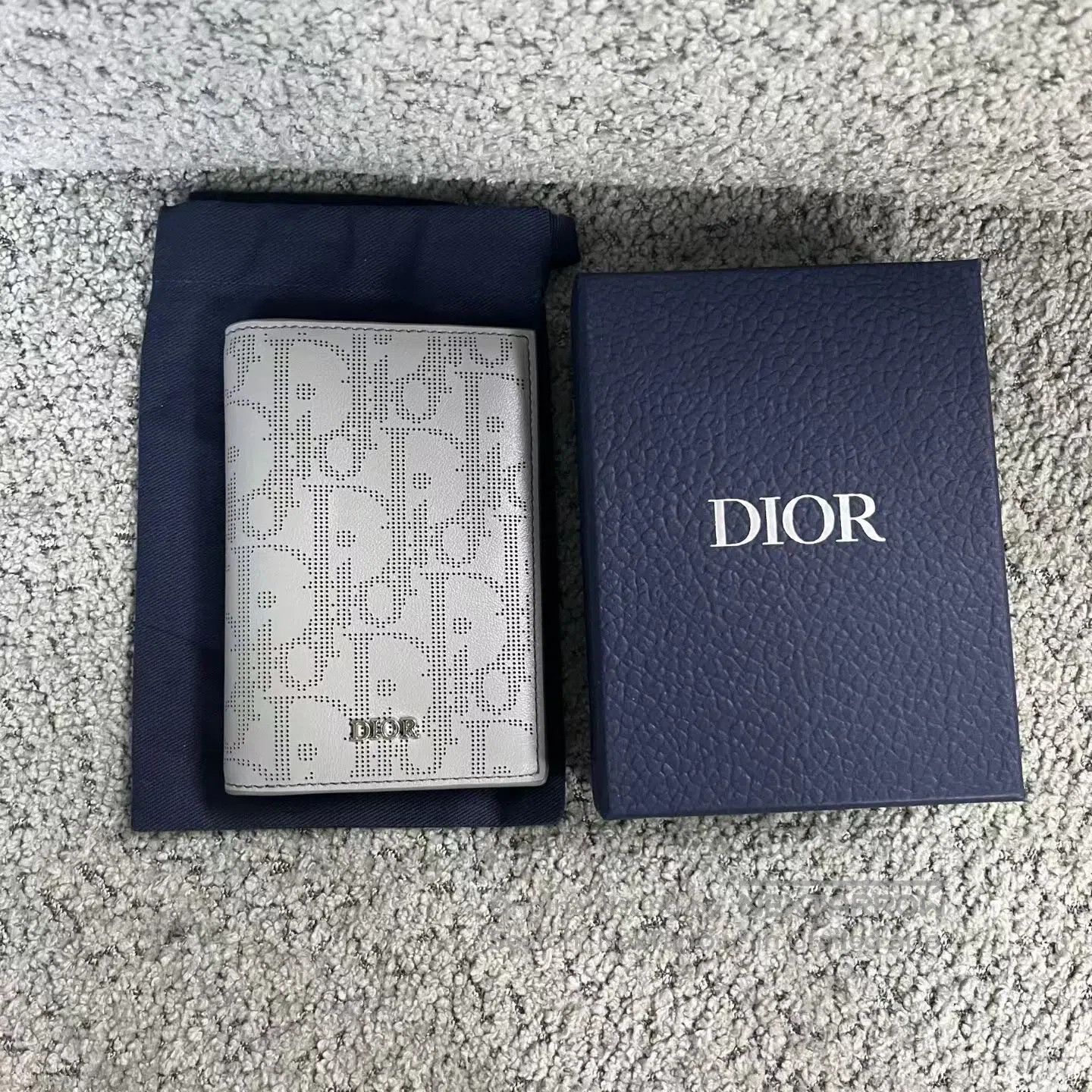 Dior Dior Gray printed double-fold card clip leather wallet| Size ONE SIZE - 2 Thumbnail